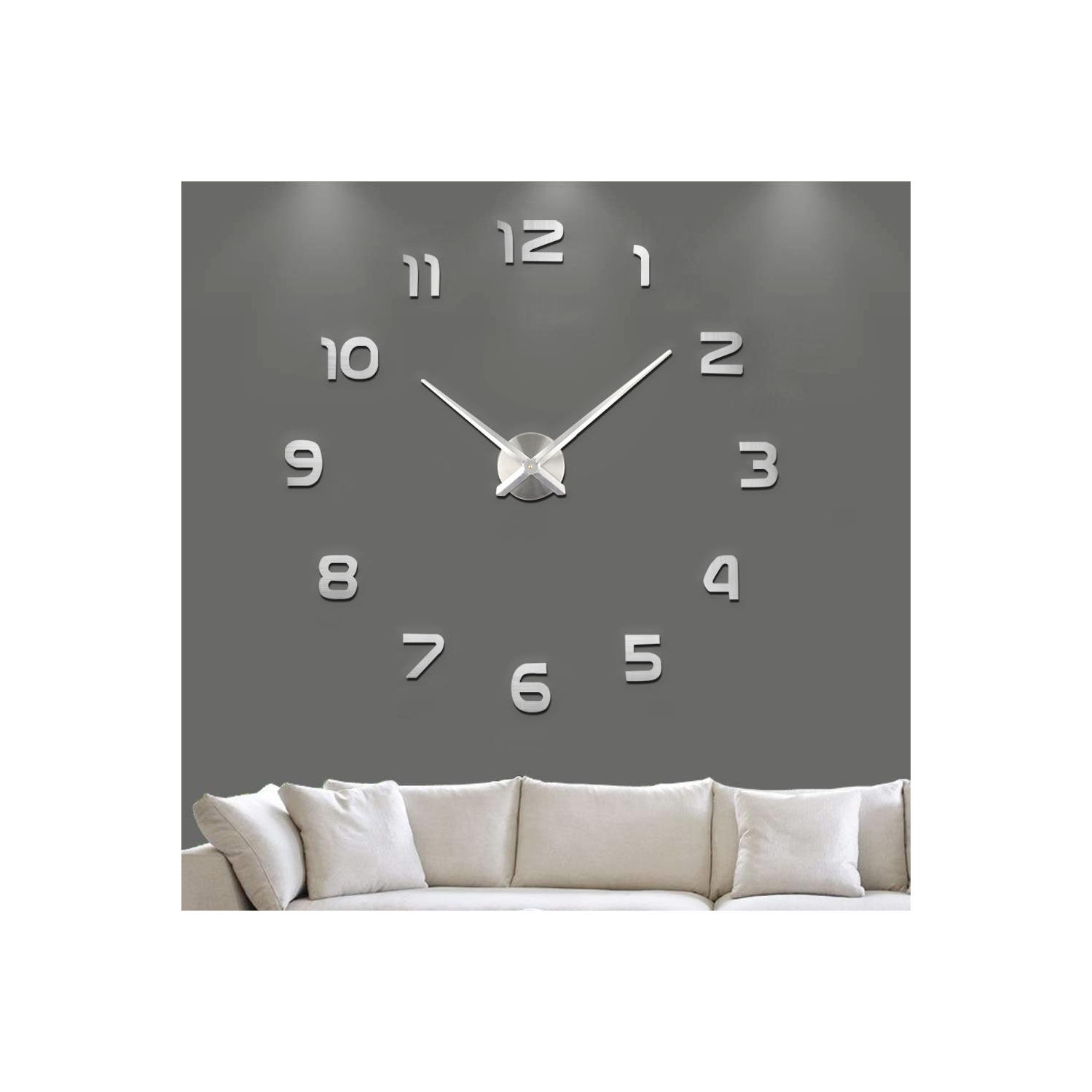 Grande horloge murale moderne 3D à personnaliser soi-même