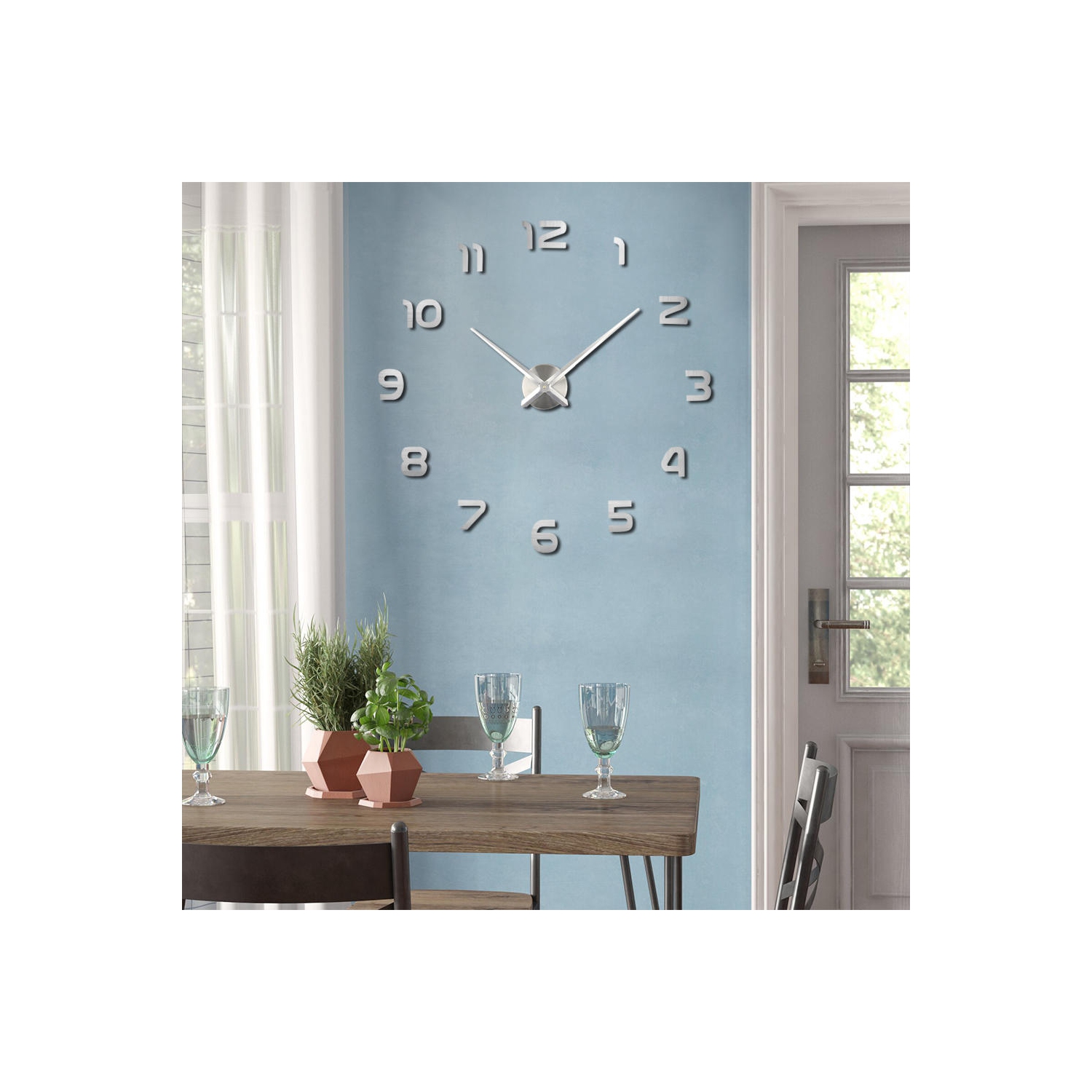 Grande horloge murale moderne 3D à personnaliser soi-même