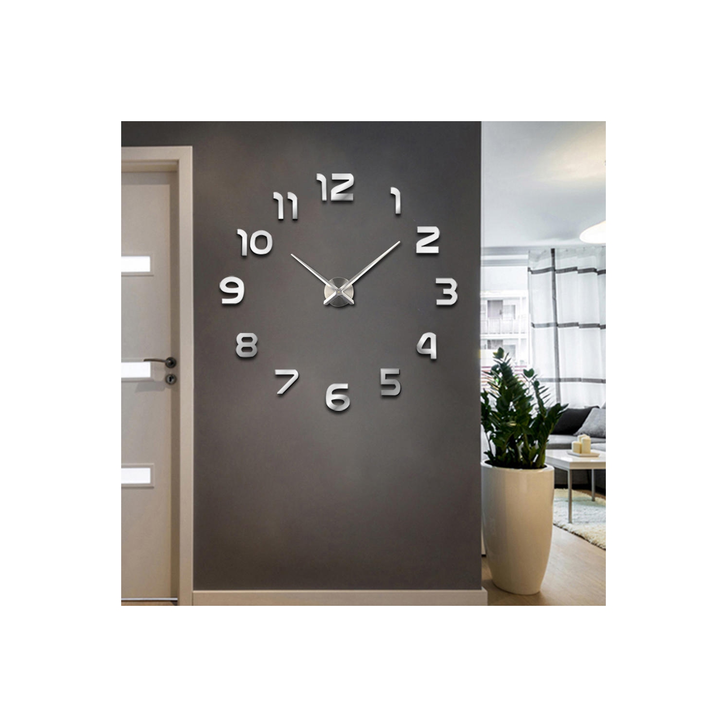 Grande horloge murale moderne 3D à personnaliser soi-même