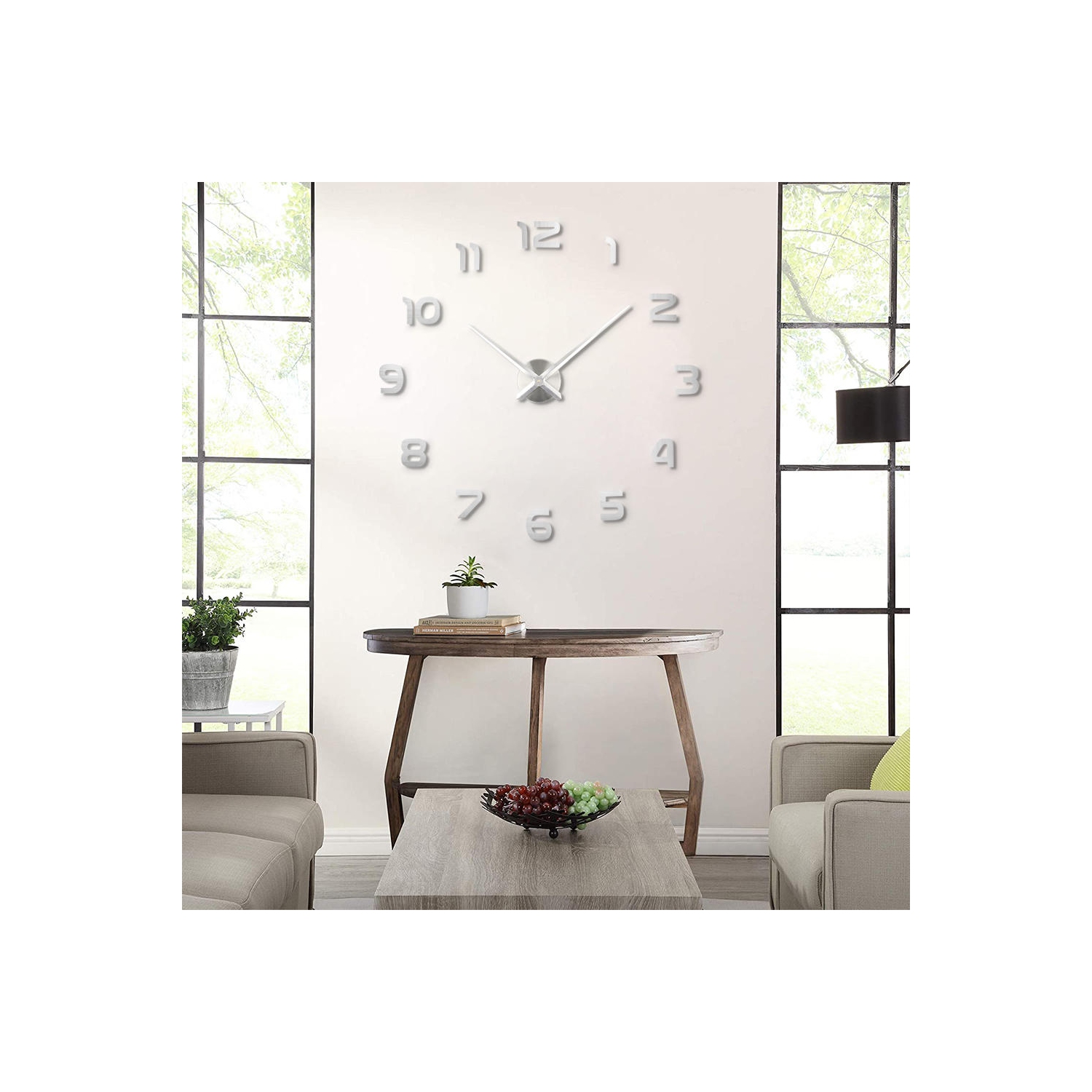 Grande horloge murale moderne 3D à personnaliser soi-même