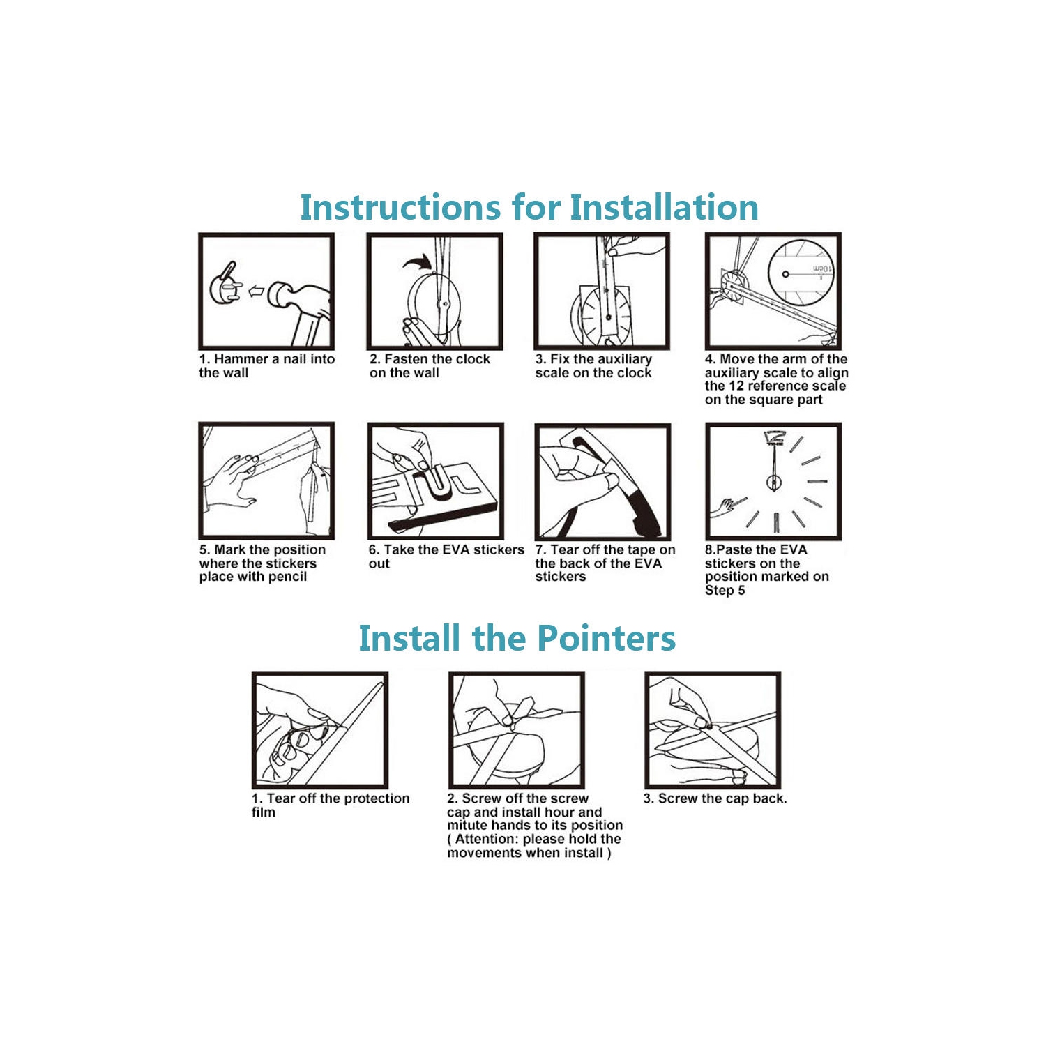 Grande horloge murale moderne 3D à personnaliser soi-même