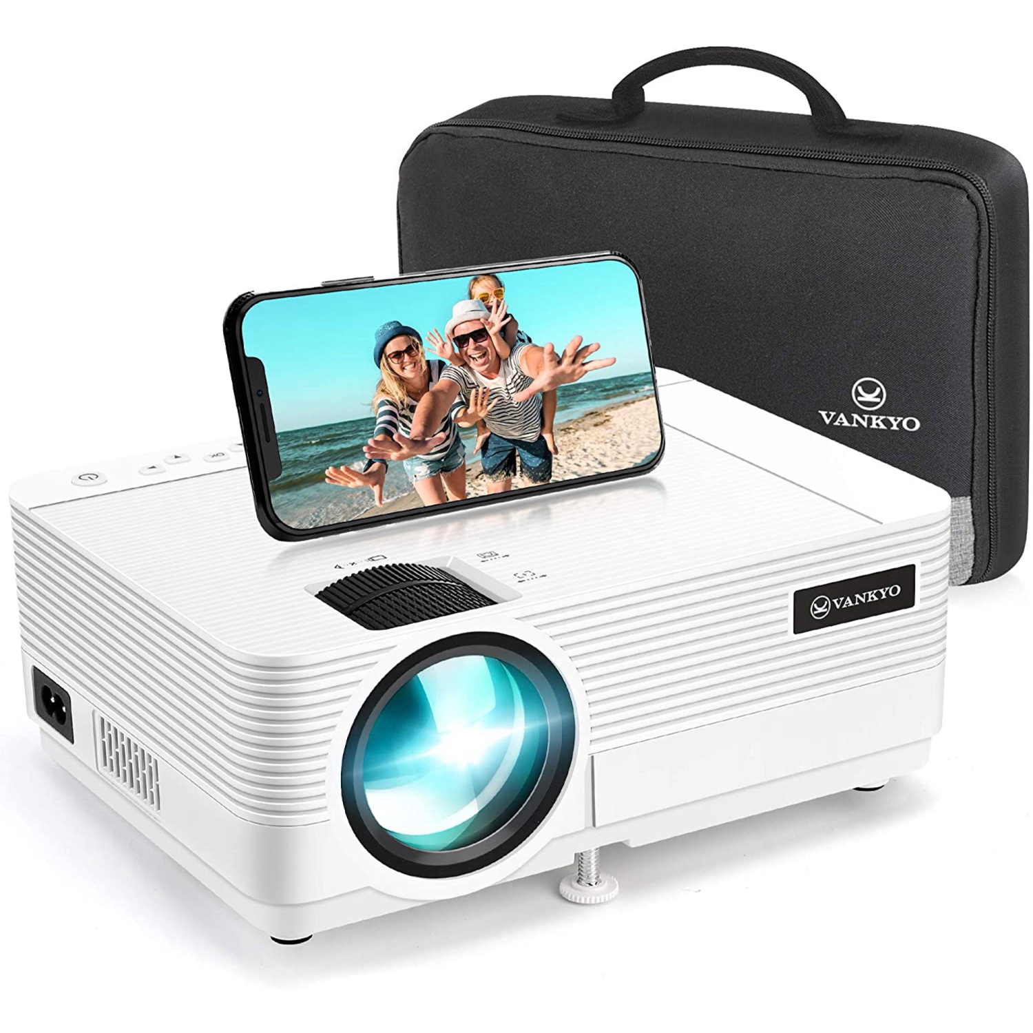 Bundle - Vankyo Leisure 470 Wireless Mini Projector (HD 1080P Supported) with 100'' portable screen bonus - White