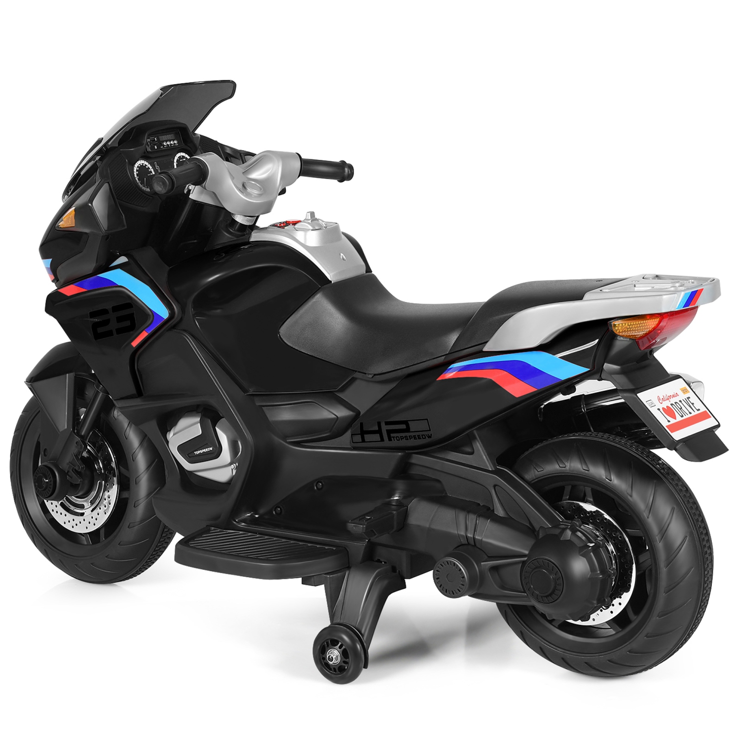 Gymax 12V Electric Kids Ride On Motorcycle w/ Training Wheels Red/Black/White