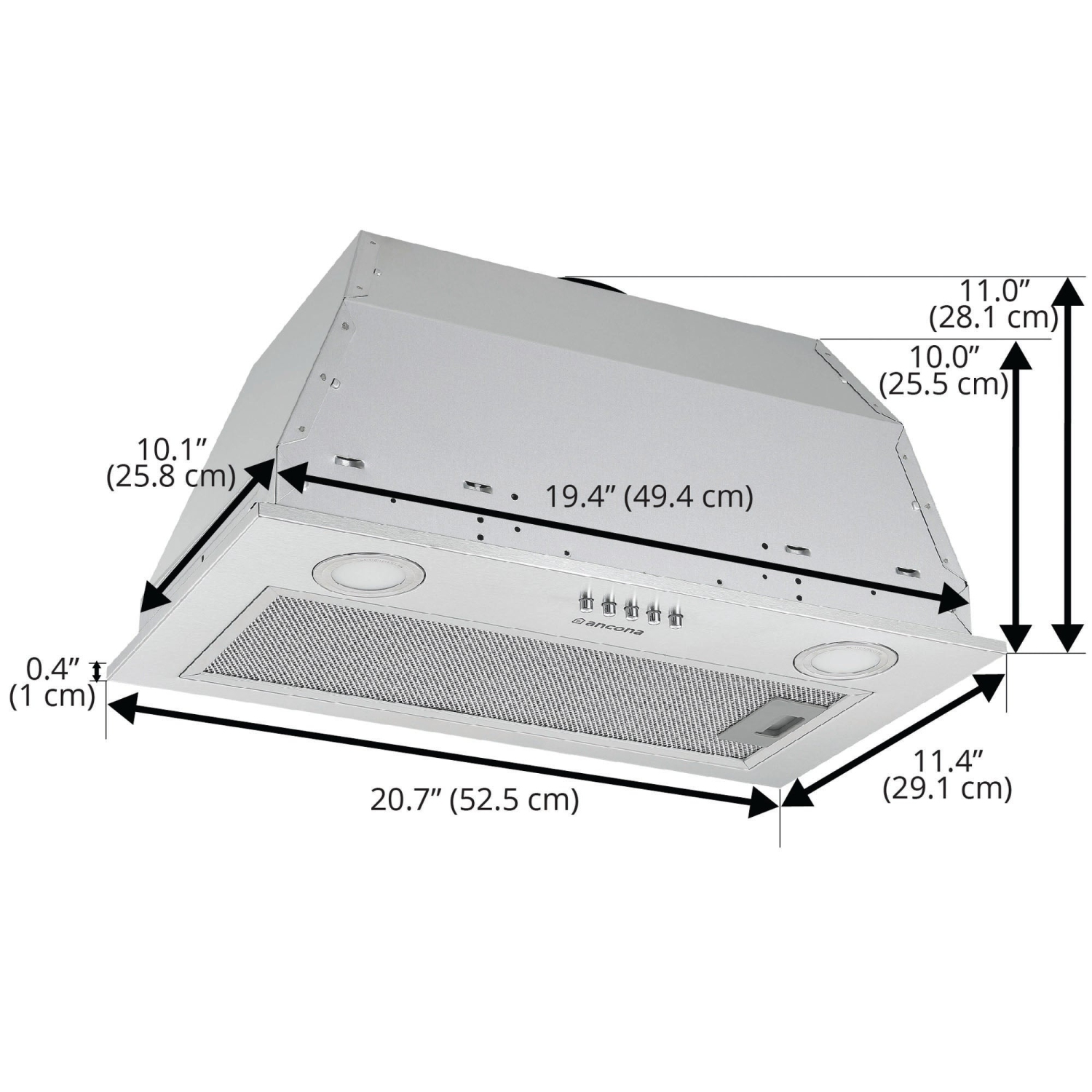 Ancona 20" built-in Range Hood in Stainless Steel