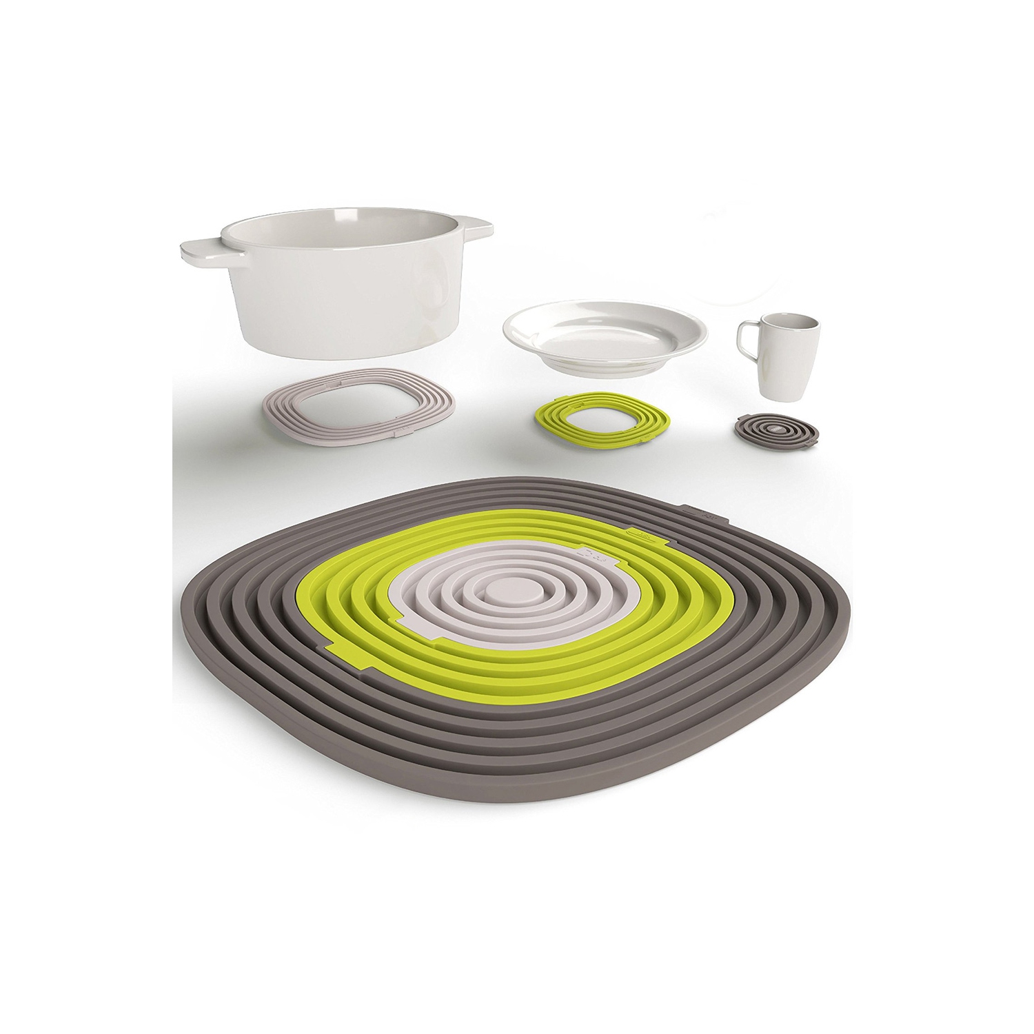 3in1 Silicone Coasters Hot Pads Heat Resistant Trivets for Hot Pots Pans Cups - axGear