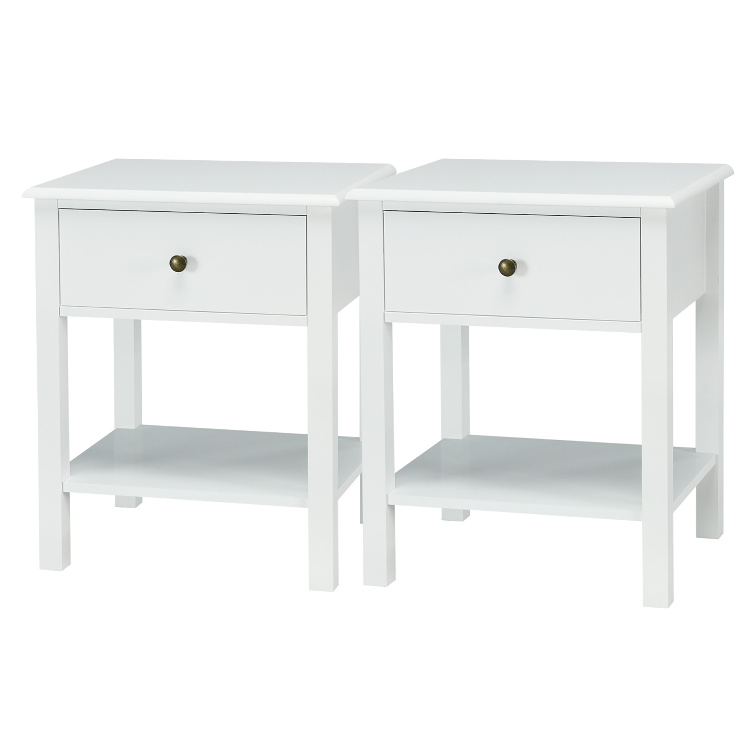 Costway 2PCS End Table Nightstand Storage Display Drawer Shelf Beside Table