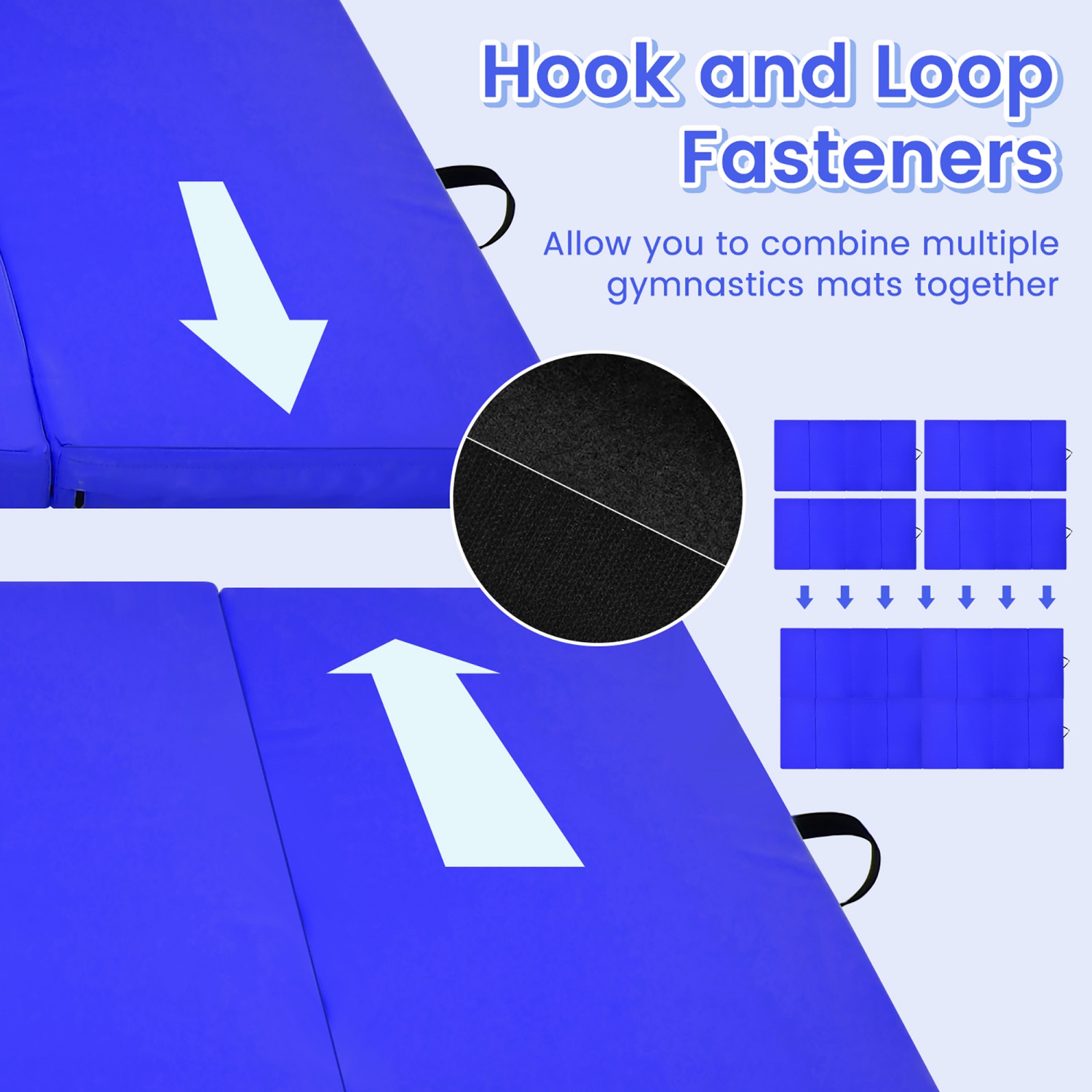 Costway 4' x 8' x 2'' Foldable Gymnastics Mat Four Panels Gym Mat with PU Leather and EPE Foam