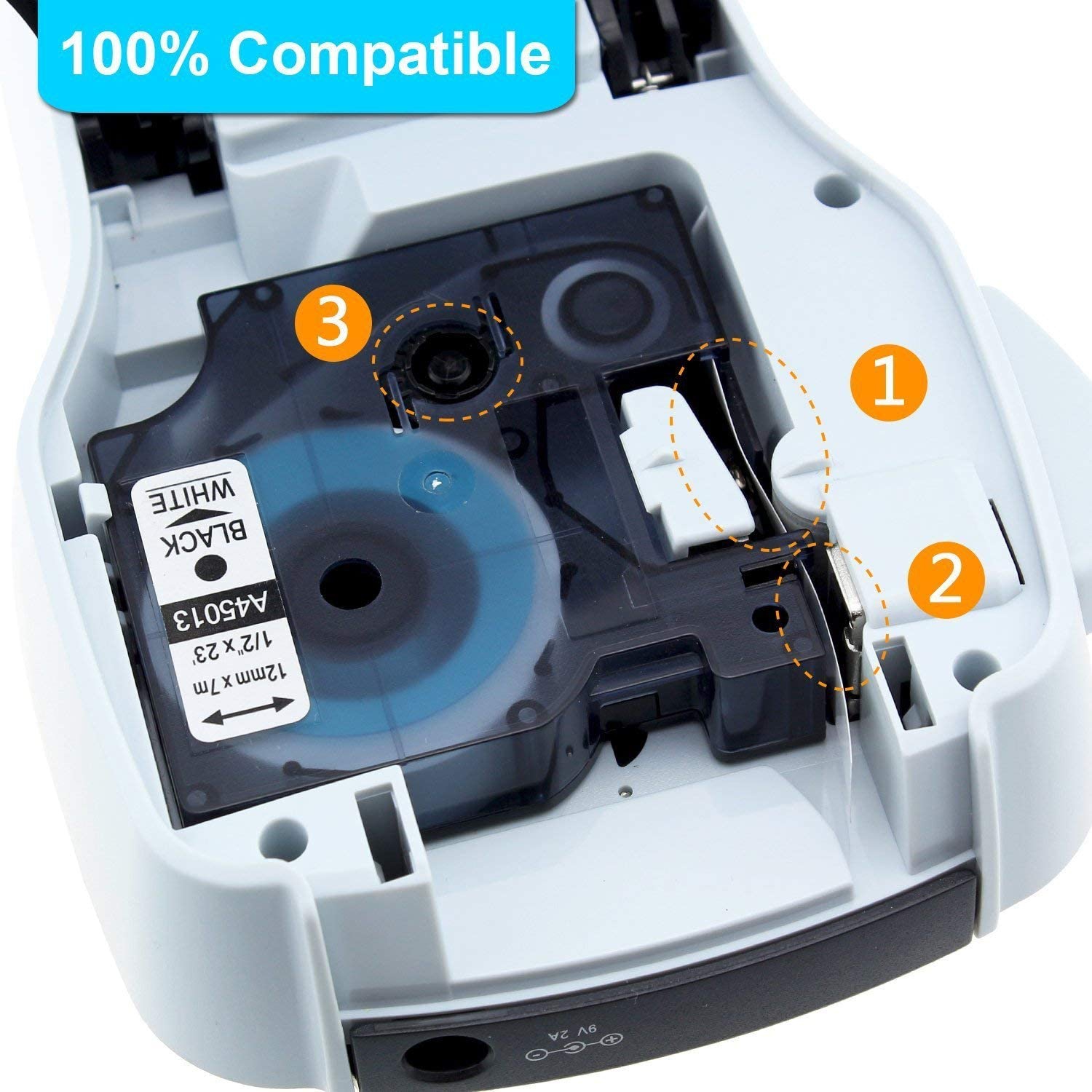 DYMO LABEL MAKER D1 45013 12mm Black on White Compatible Label Tape