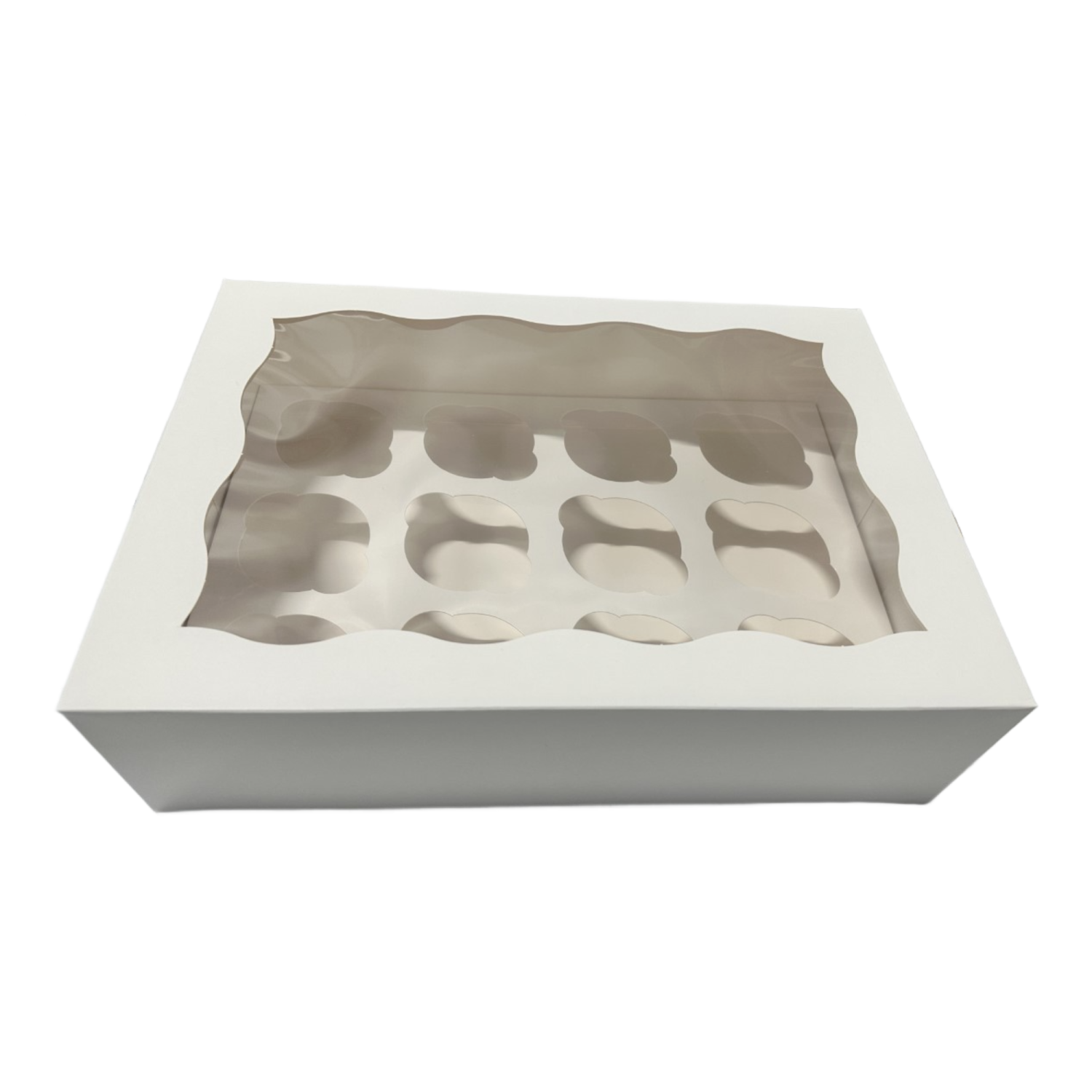 Boîte à petits gâteaux blancs avec encart – 12 fentes – Paquet de 25