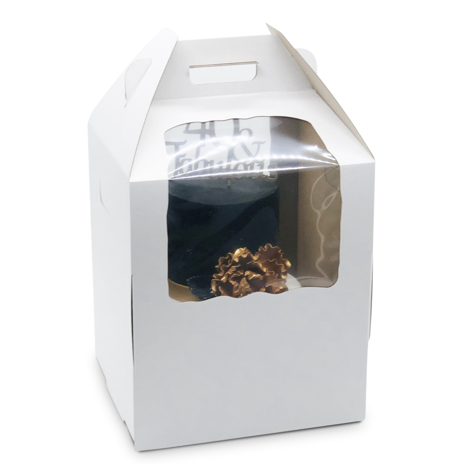 Tall Cake Box – White 10″ x 10″ x 12″ High with Window 10 Pieces