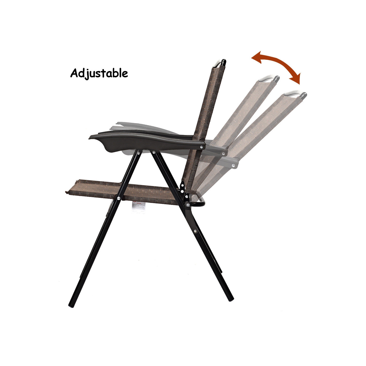 5PCS Outdoor Bistro Set Glass Table Patio Furniture W/ 4 Adjustable Chairs