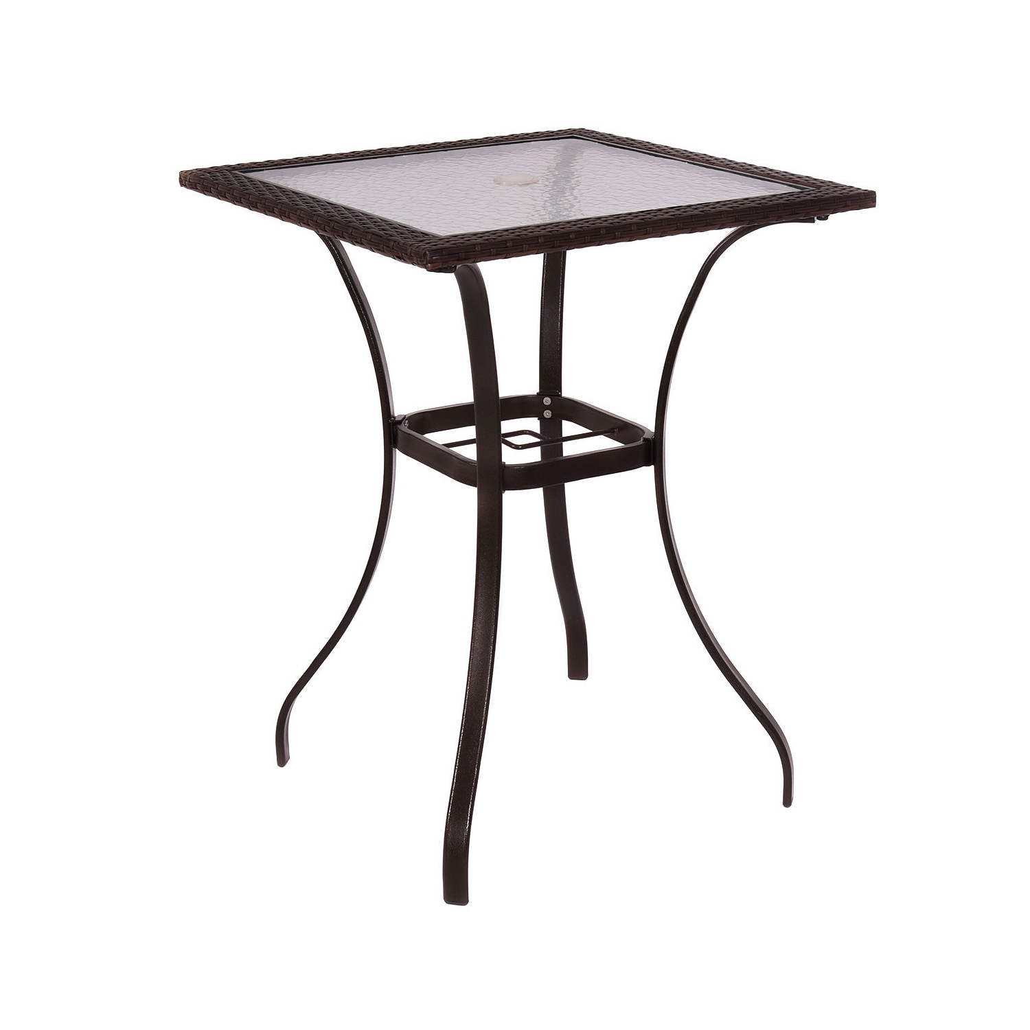 Costway 5Pcs Patio Dining Set 4 Rattan Bar Stool Folding Chair Bar Table with Glass Top