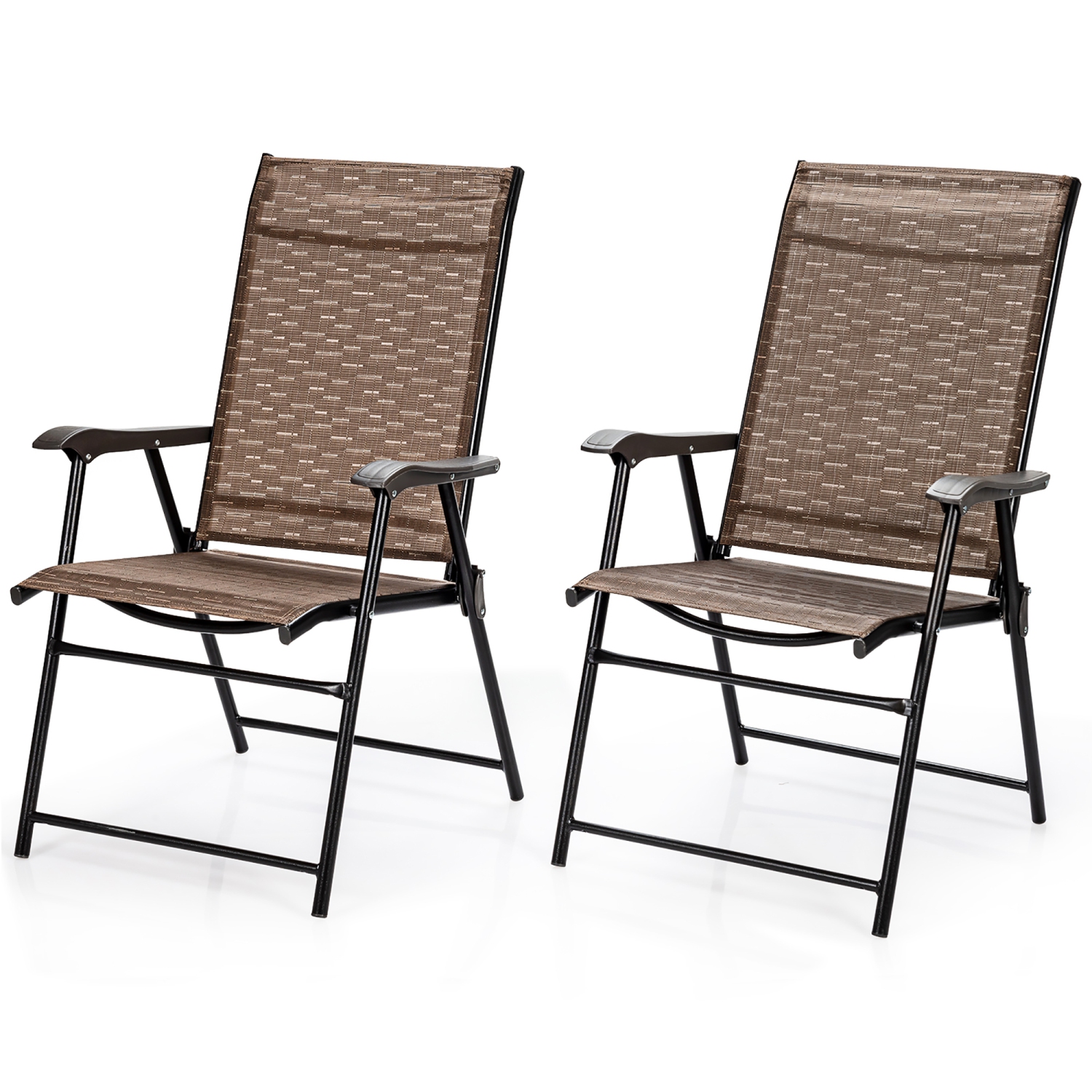 Costway 2PCS Outdoor Patio Folding Chair Camping Portable Lawn Garden W/Armrest