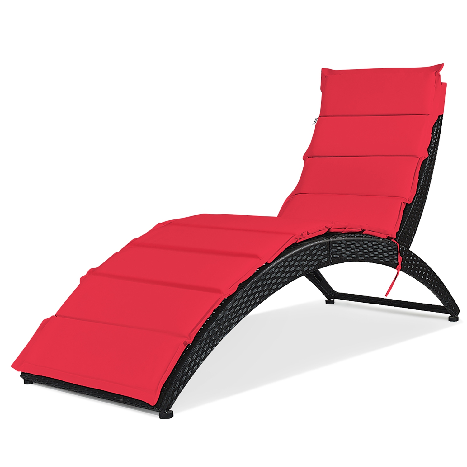 Costway Folding Patio Rattan Lounge Chair Chaise Cushioned Portable Garden
