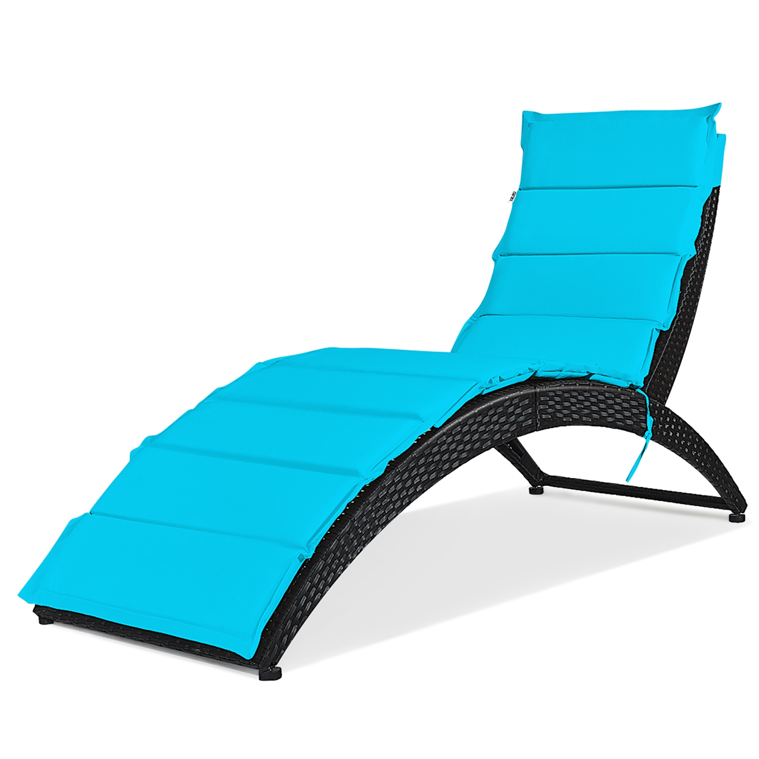 Costway Folding Patio Rattan Lounge Chair Chaise Cushioned Portable Garden