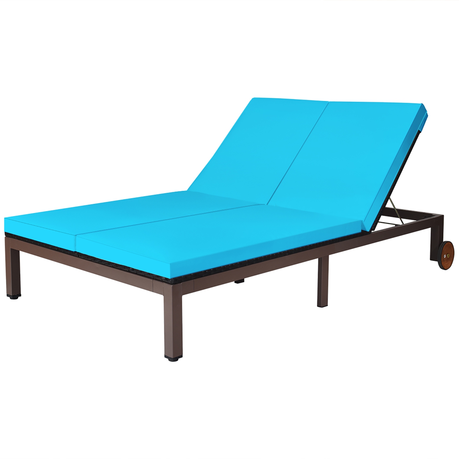 Chaise longue de patio en rotin réglable pour 2 personnes Coussin Costway