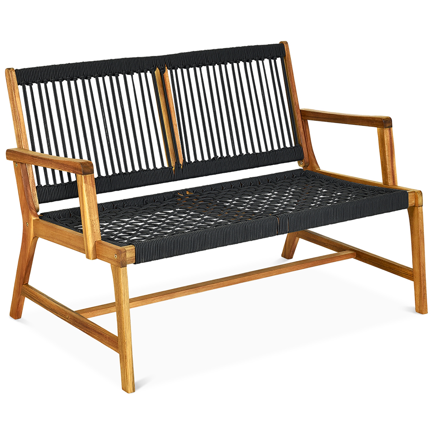 Banc en bois d'acacia pour 2 personnes Costway, chaise de terrasse, mobilier de jardin, turquoise