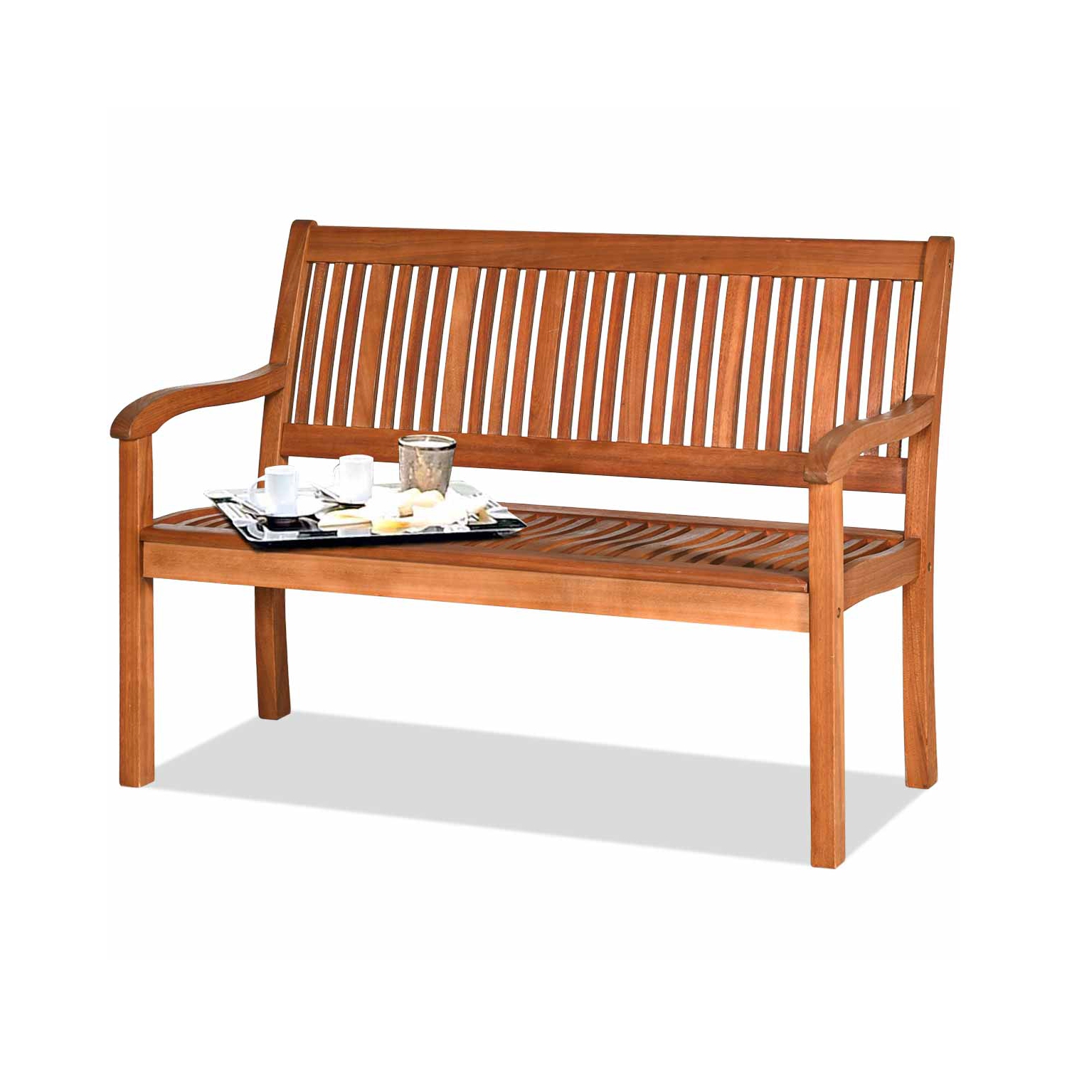 Costway 50'' Two Person Outdoor Garden Bench Loveseat Porch Chair Solid Wood W/Armrest