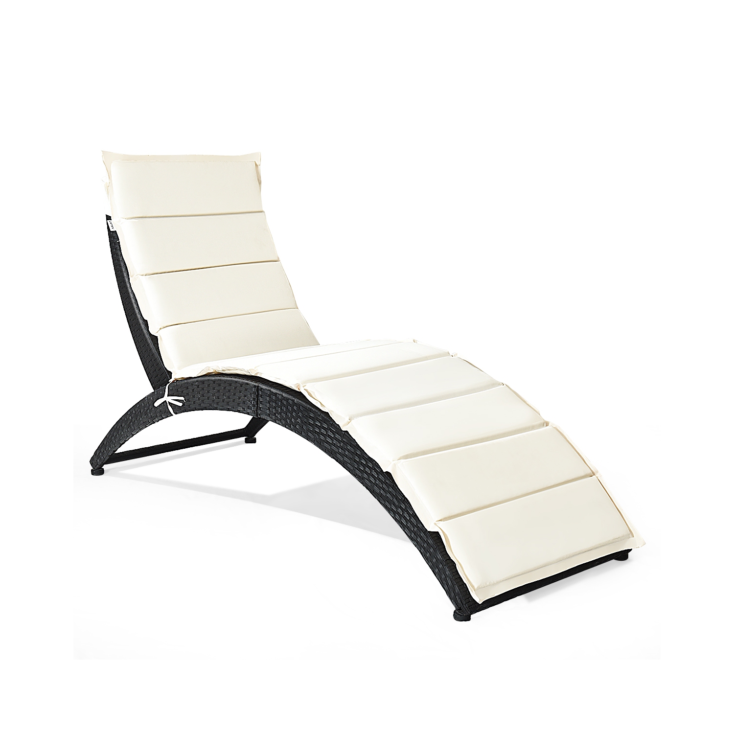 Chaise longue pliante en rotin pour patio Chaise de jardin portative noire Costway