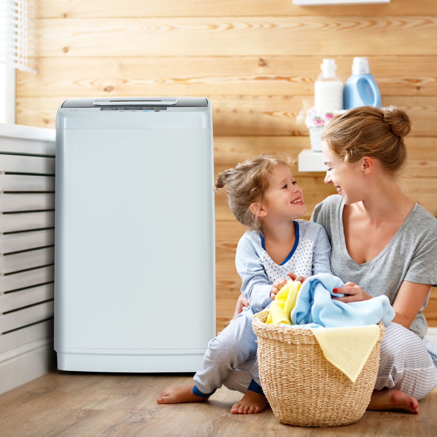 Gymax Full-Automatic Washing Machine Portable Compact Laundry Washer Spin 8.8 lbs