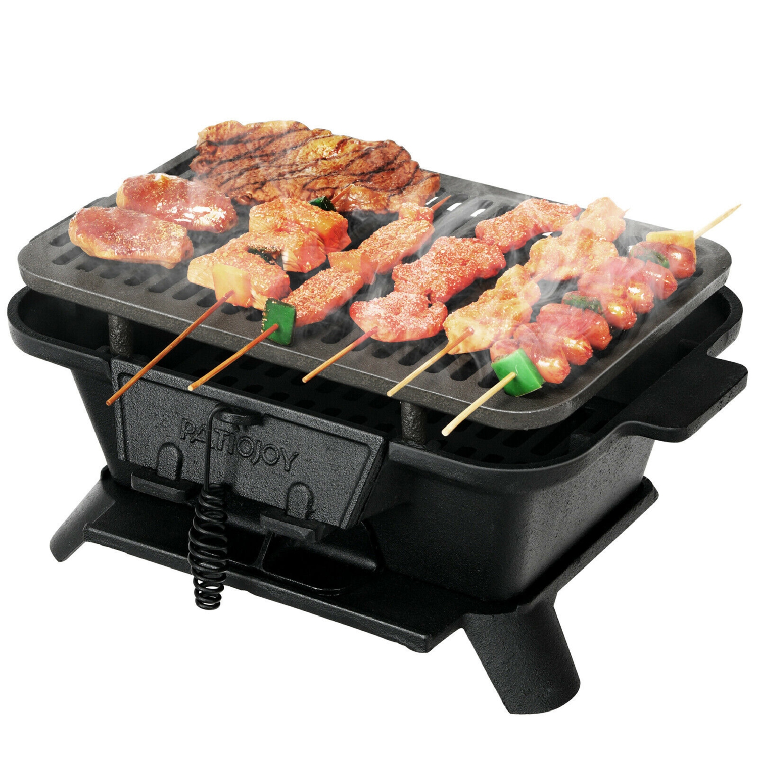 Gymax Heavy Duty Cast Iron Charcoal Grill Tabletop BBQ Grill Stove for Camping Picnic