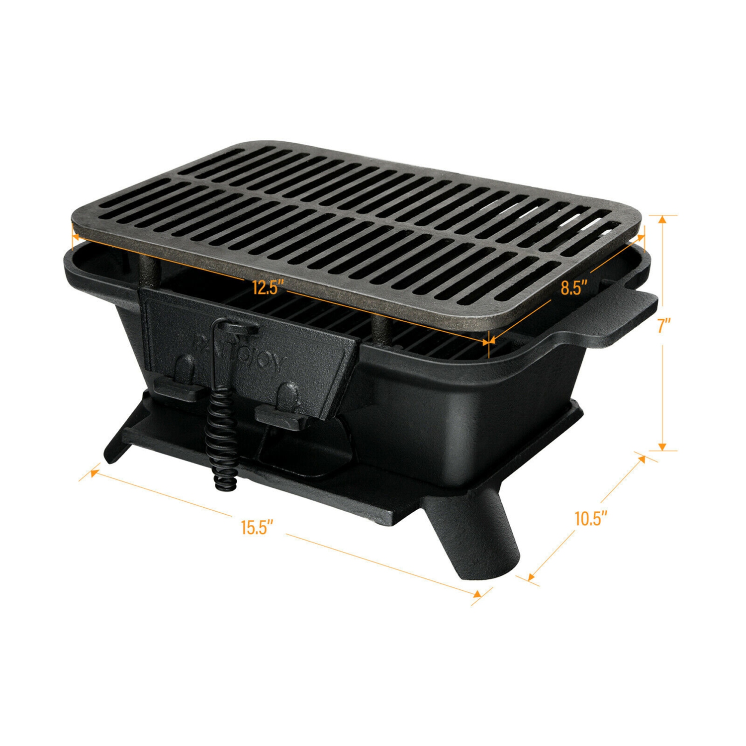 Gymax Heavy Duty Cast Iron Charcoal Grill Tabletop BBQ Grill Stove for Camping Picnic