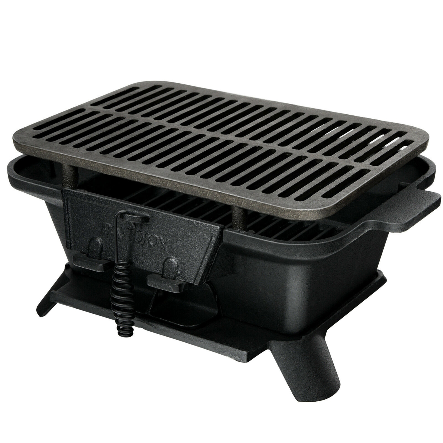 Gymax Heavy Duty Cast Iron Charcoal Grill Tabletop BBQ Grill Stove for Camping Picnic