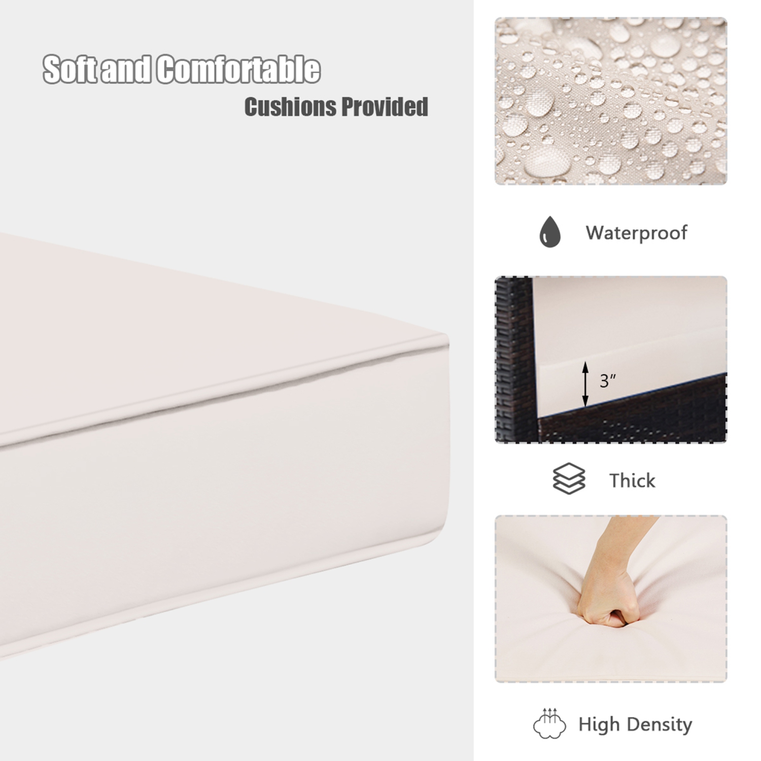 Salon de jardin 3 pièces en rotin Gymax