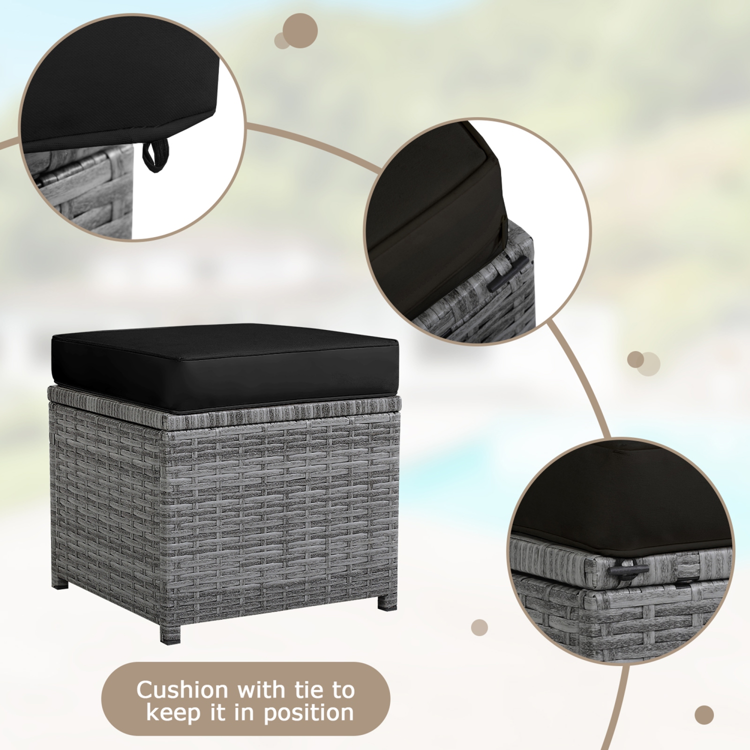 Gymax 7PCS Rattan Patio Sectional Sofa Set Conversation Set w/ Black Cushions