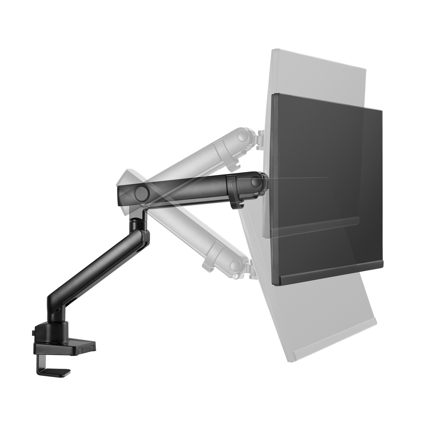 Amer Mounts Single Articulating Heavy Duty Spring Monitor Arm For 15"-40" Monitors 12kg Max Weight per Screen - Clamp and Grommet Base Installation