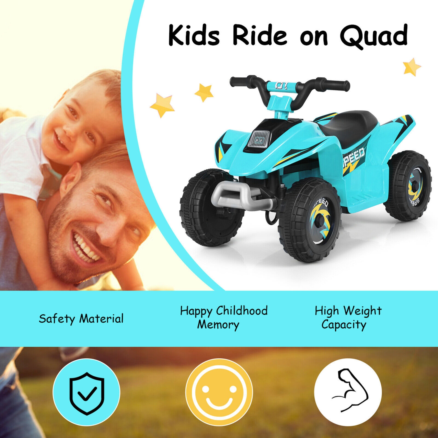 Gymax 6V Kids Electric Quad ATV 4 Wheels Ride On Toy Toddlers Forward & Reverse