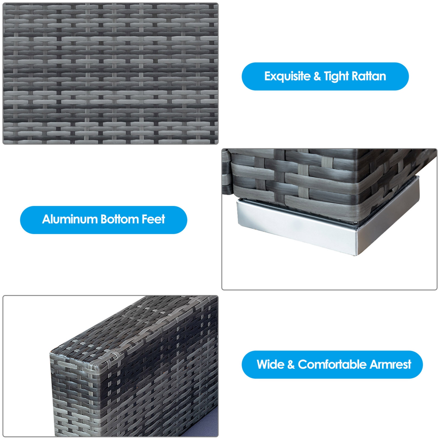 Gymax 3PCS Rattan Patio Conversation Set Outdoor Furniture Set w/ Table Cushion