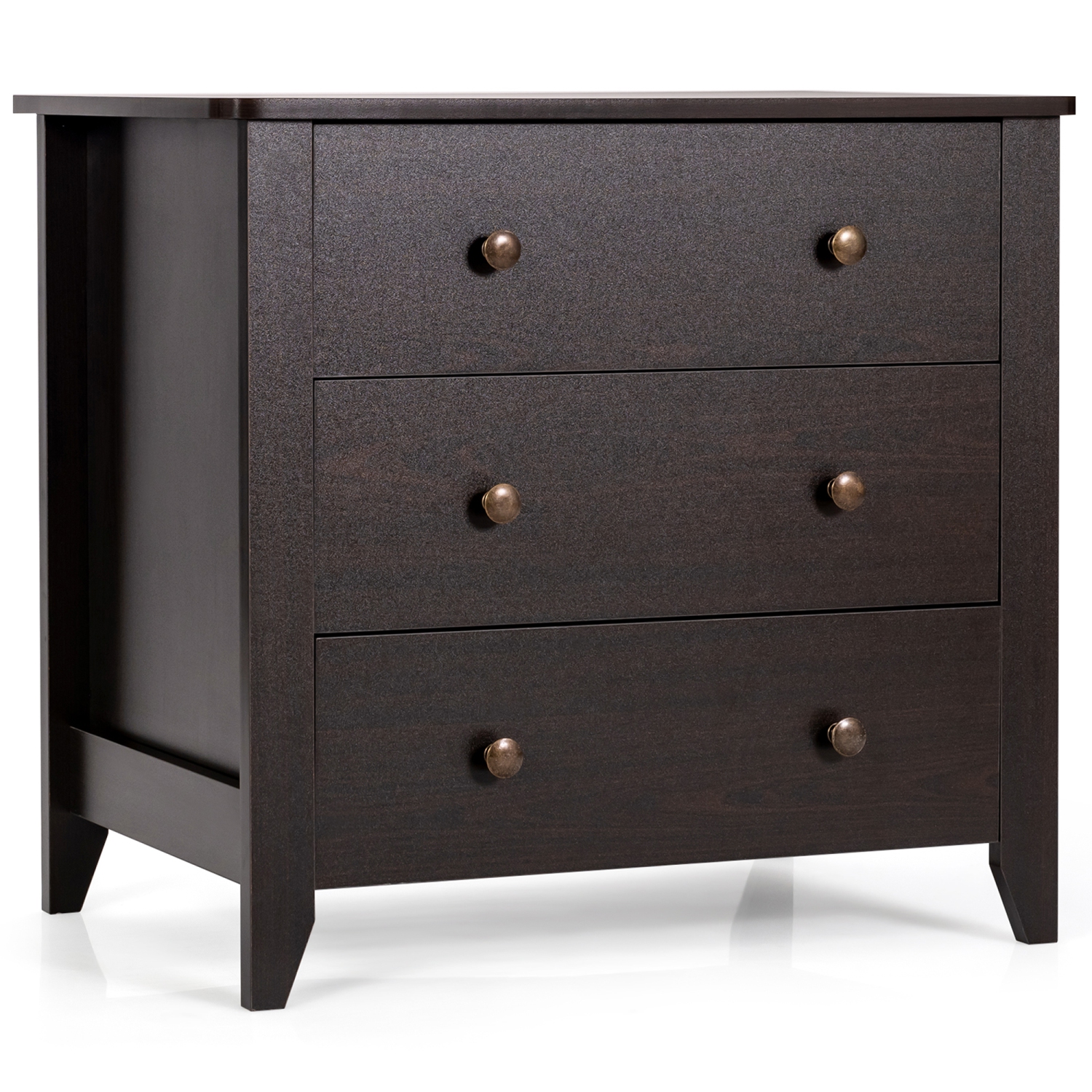Gymax 3 Drawer Dresser Chest of Drawers Bedside Table for Living Room Bedroom