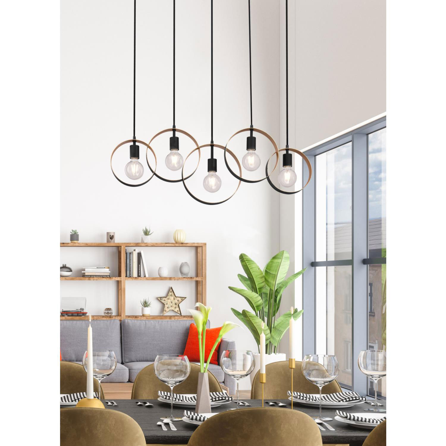 Lustre contemporain d'Olympus - Noir/Doré