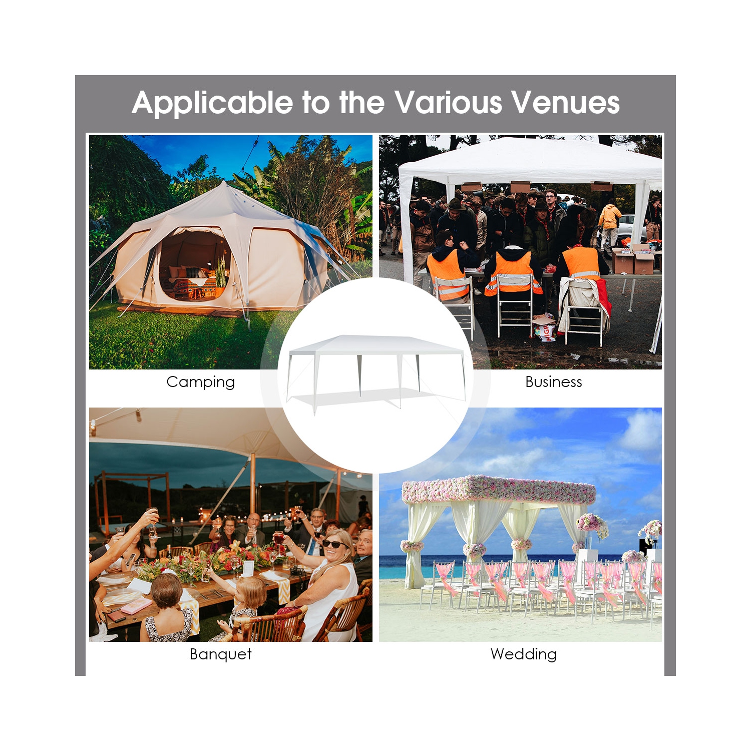 Costway 10'x20' Outdoor Party Wedding Tent Heavy Duty Canopy Pavilion