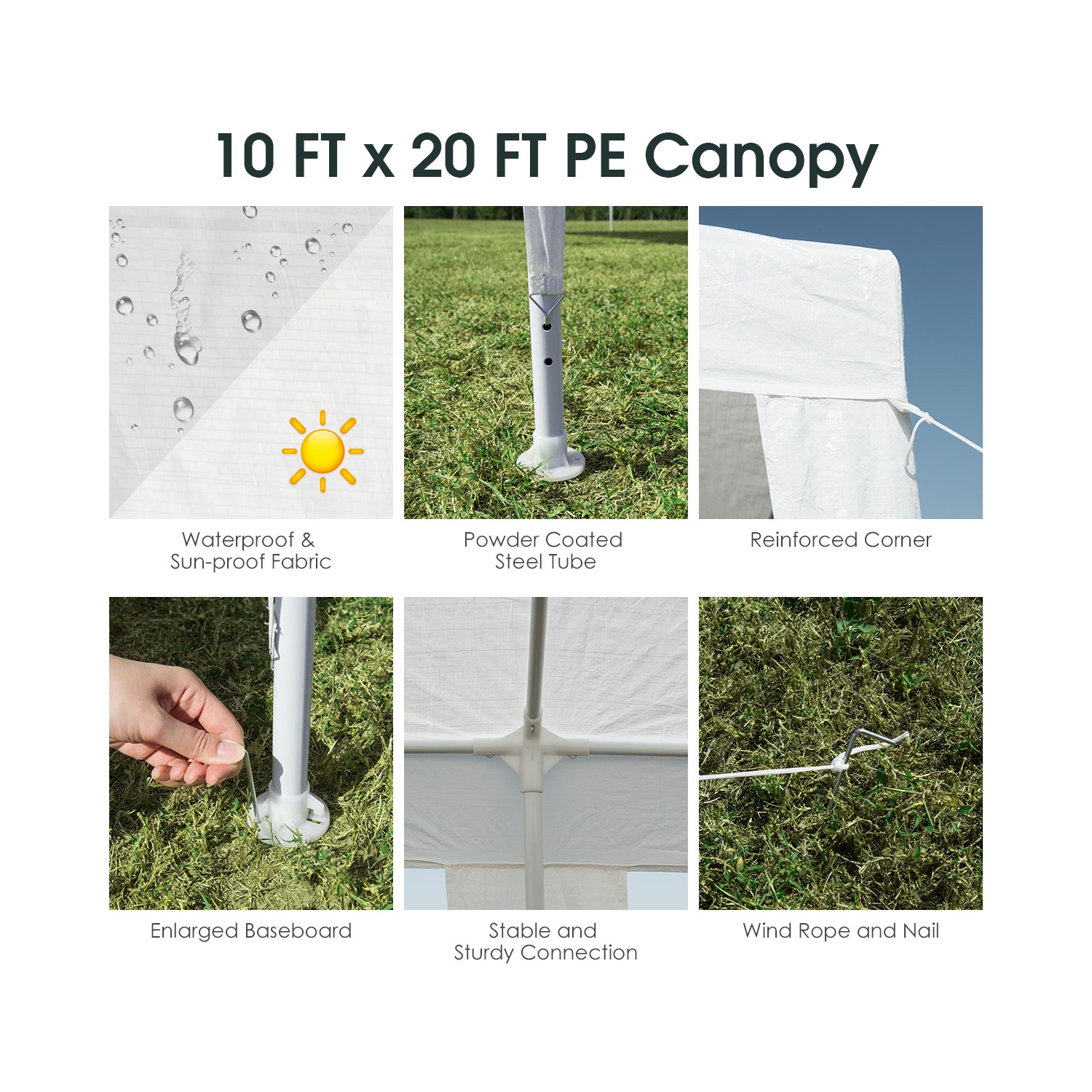 Costway 10'x20' Outdoor Party Wedding Tent Heavy Duty Canopy Pavilion