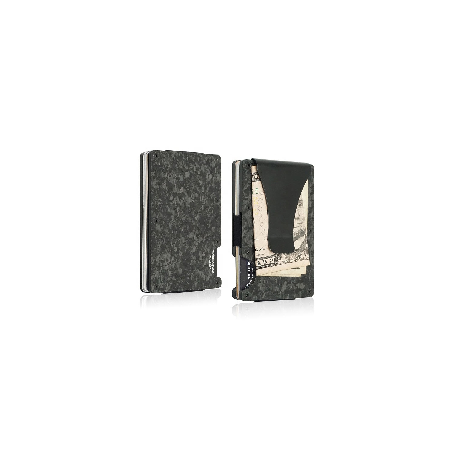 RFID-Blocking Slim Minimalist Forged Carbon Wallet/Card Holder with Money Clip
