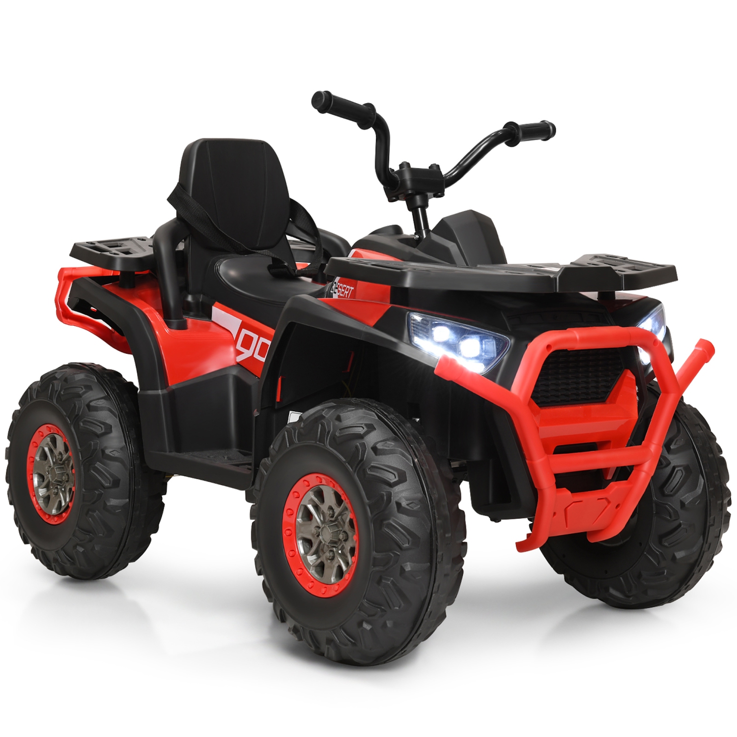 Gymax 12V Electric Kids Ride On Car ATV 4-Wheeler Quad w/ LED Light Black/Red/White