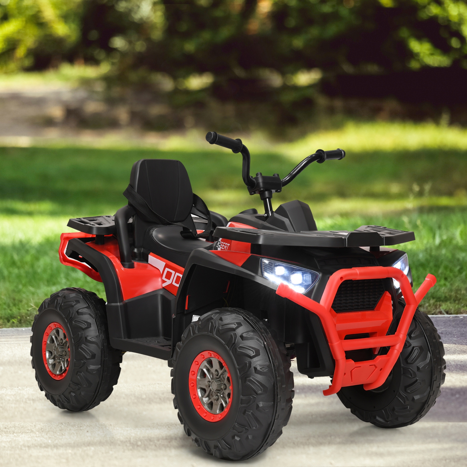 Gymax 12V Electric Kids Ride On Car ATV 4-Wheeler Quad w/ LED Light Black/Red/White