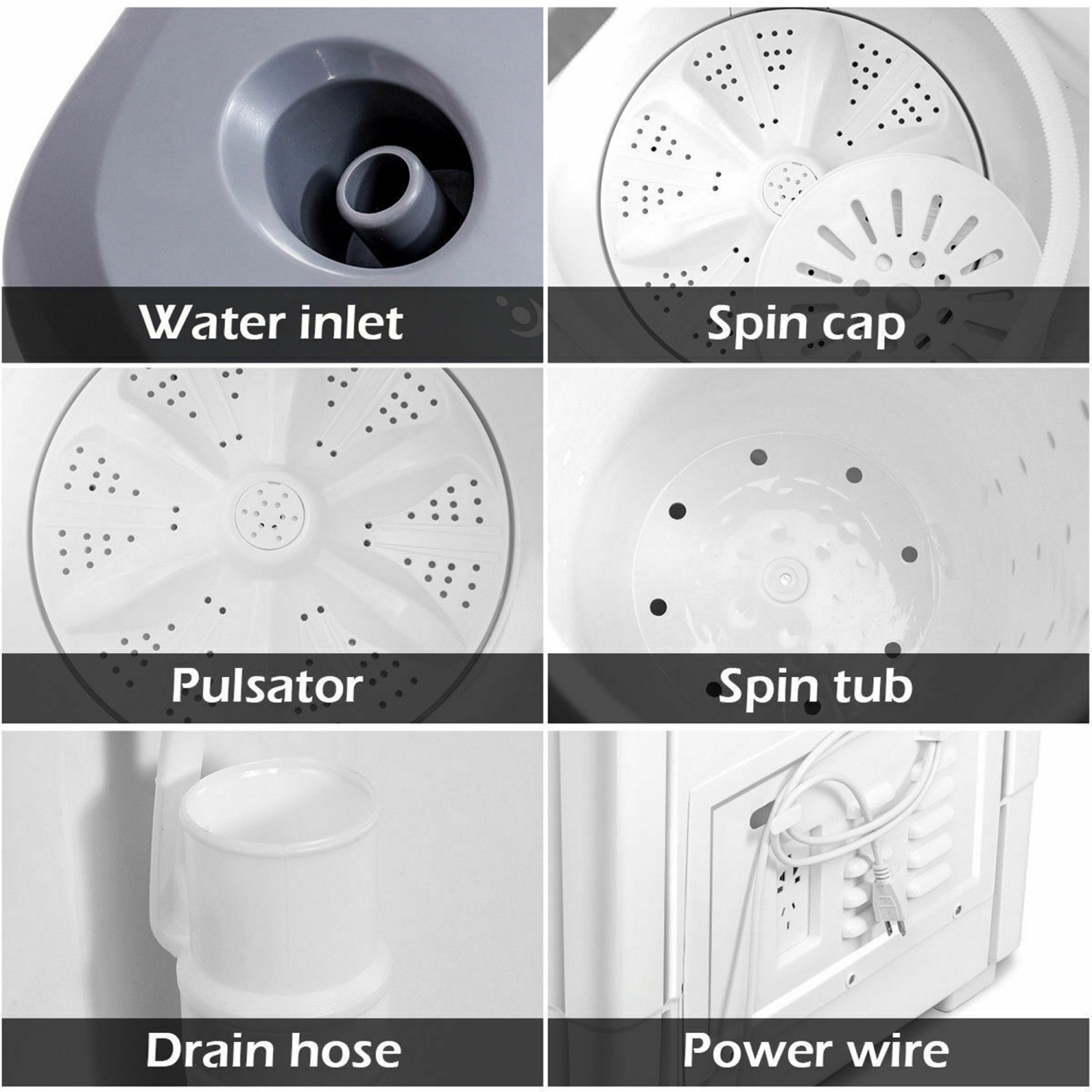 Marque Gymax, Machine à Laver Portable Compacte avec 2 cuves, Capacité Totale Laveuse Essoreuse, 9,07 kg