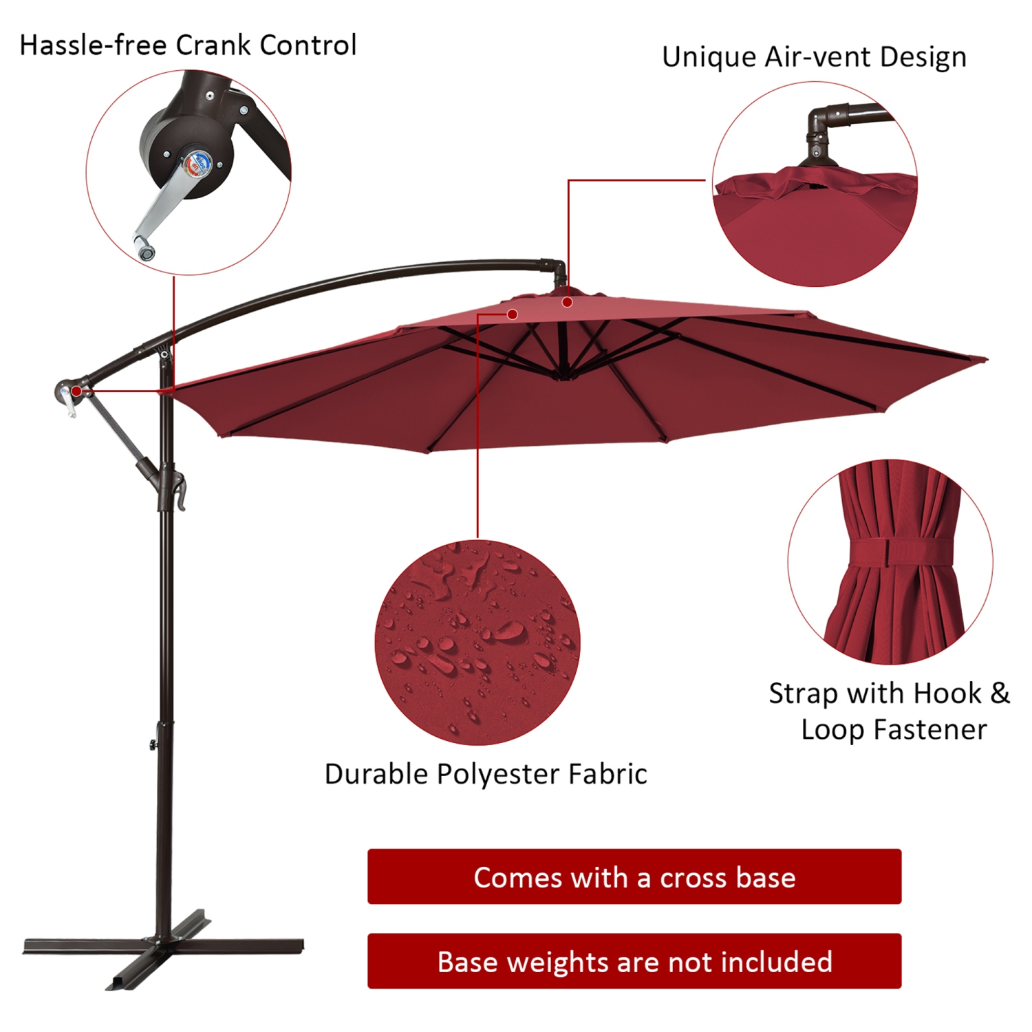 Parasol déporté Gymax – 3m