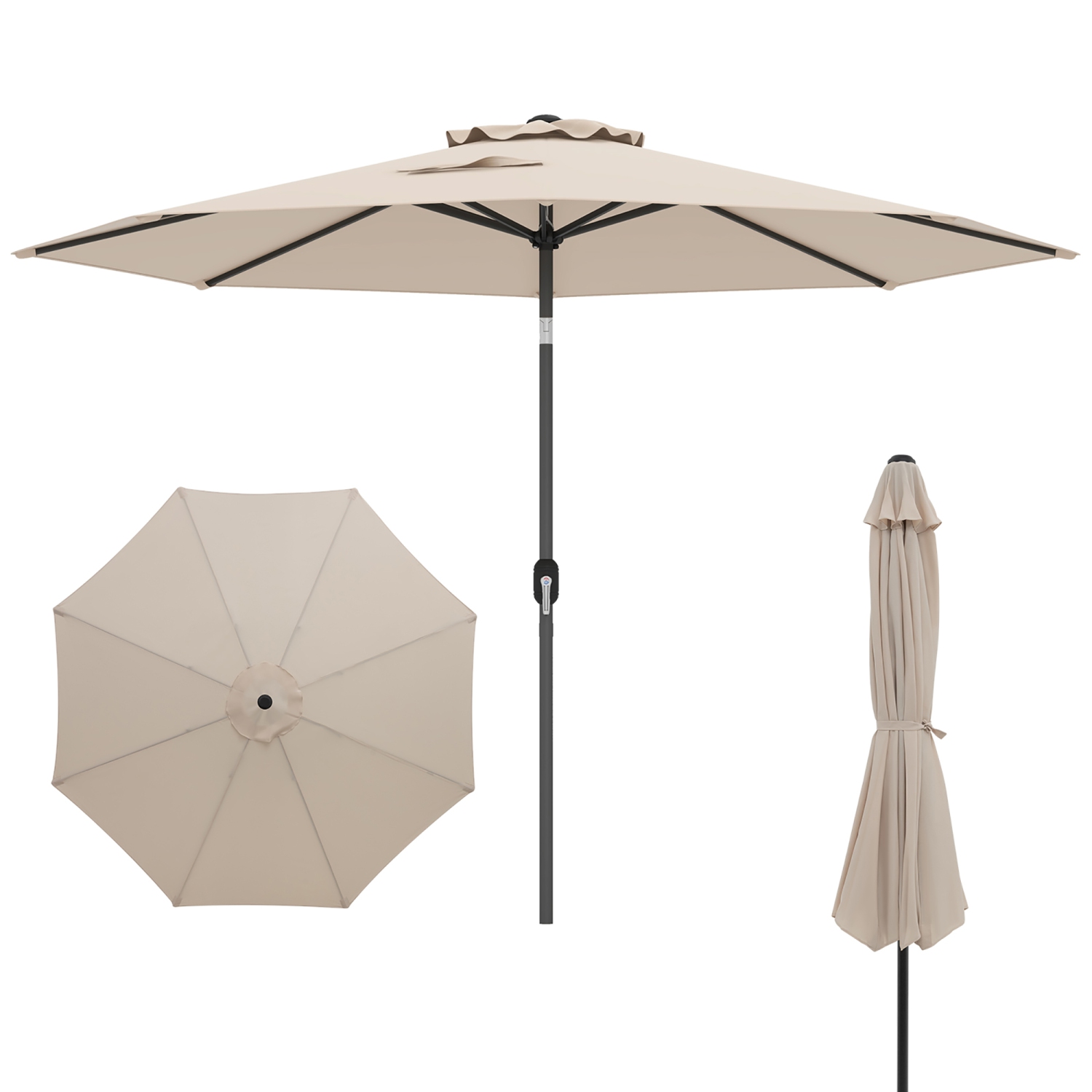 Gymax 10 ft Patio Umbrella Market Table Umbrella Yard Outdoor w/ 6 Ribs