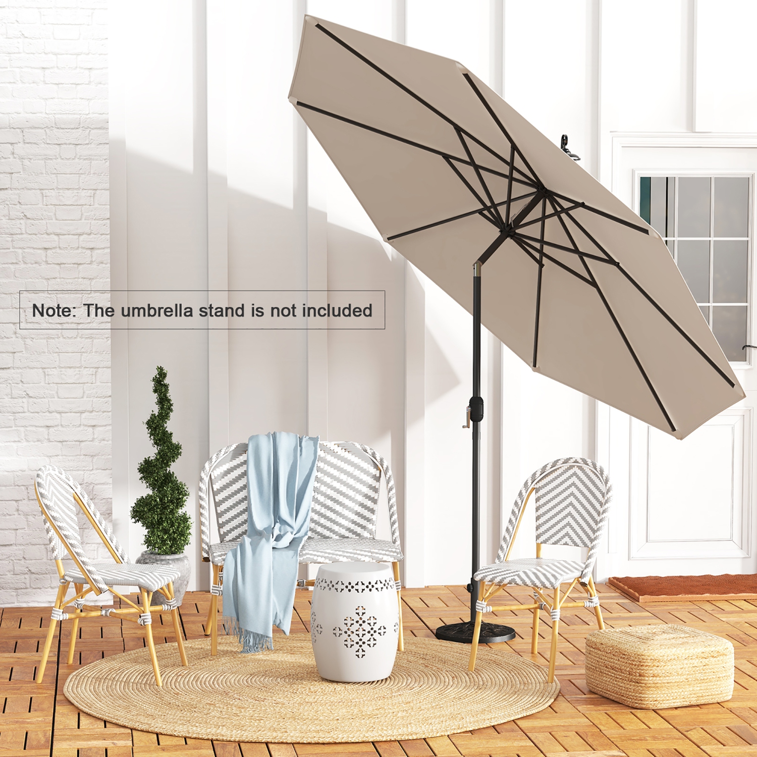 Gymax 10 ft Patio Umbrella Market Table Umbrella Yard Outdoor w/ 6 Ribs
