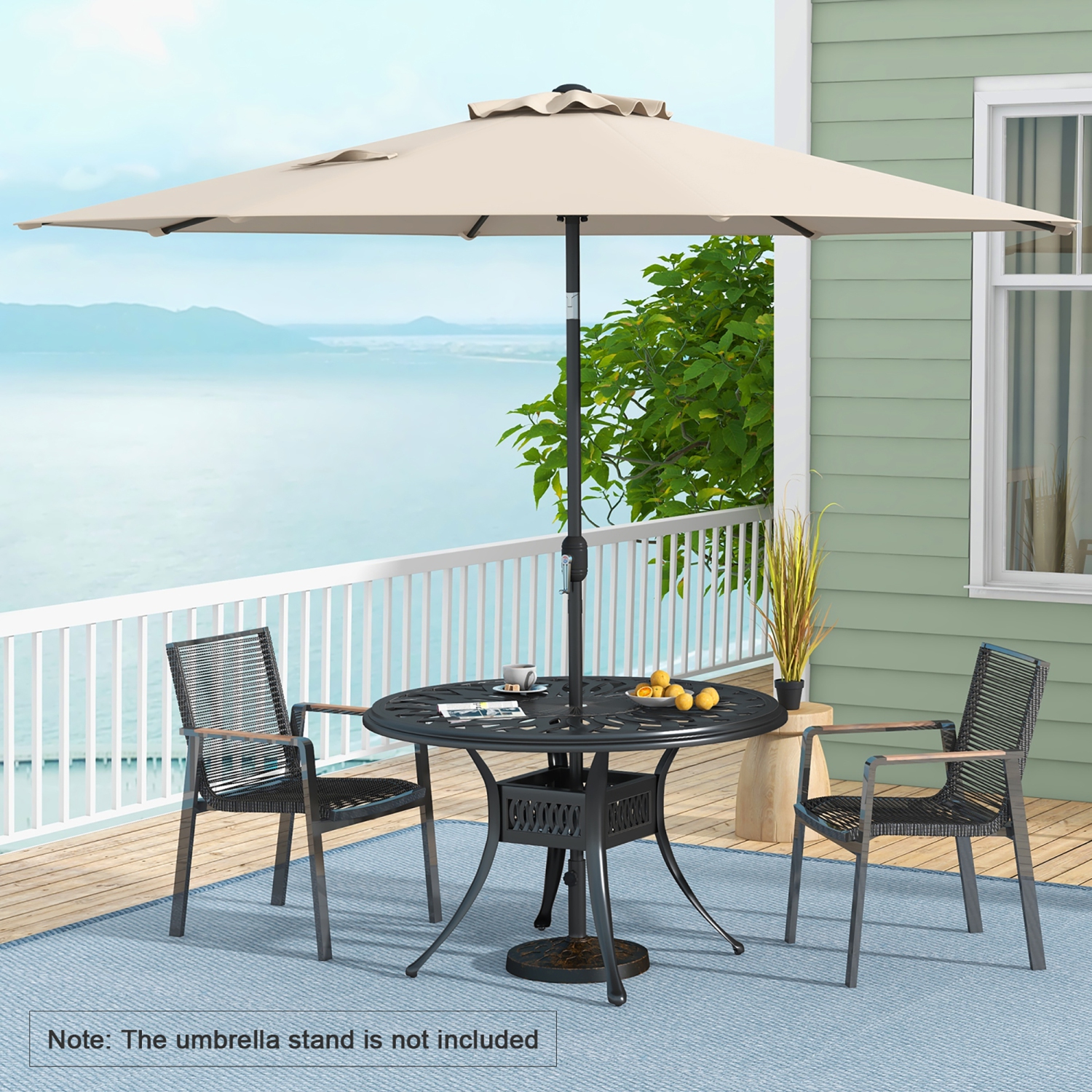 Gymax 10 ft Patio Umbrella Market Table Umbrella Yard Outdoor w/ 6 Ribs