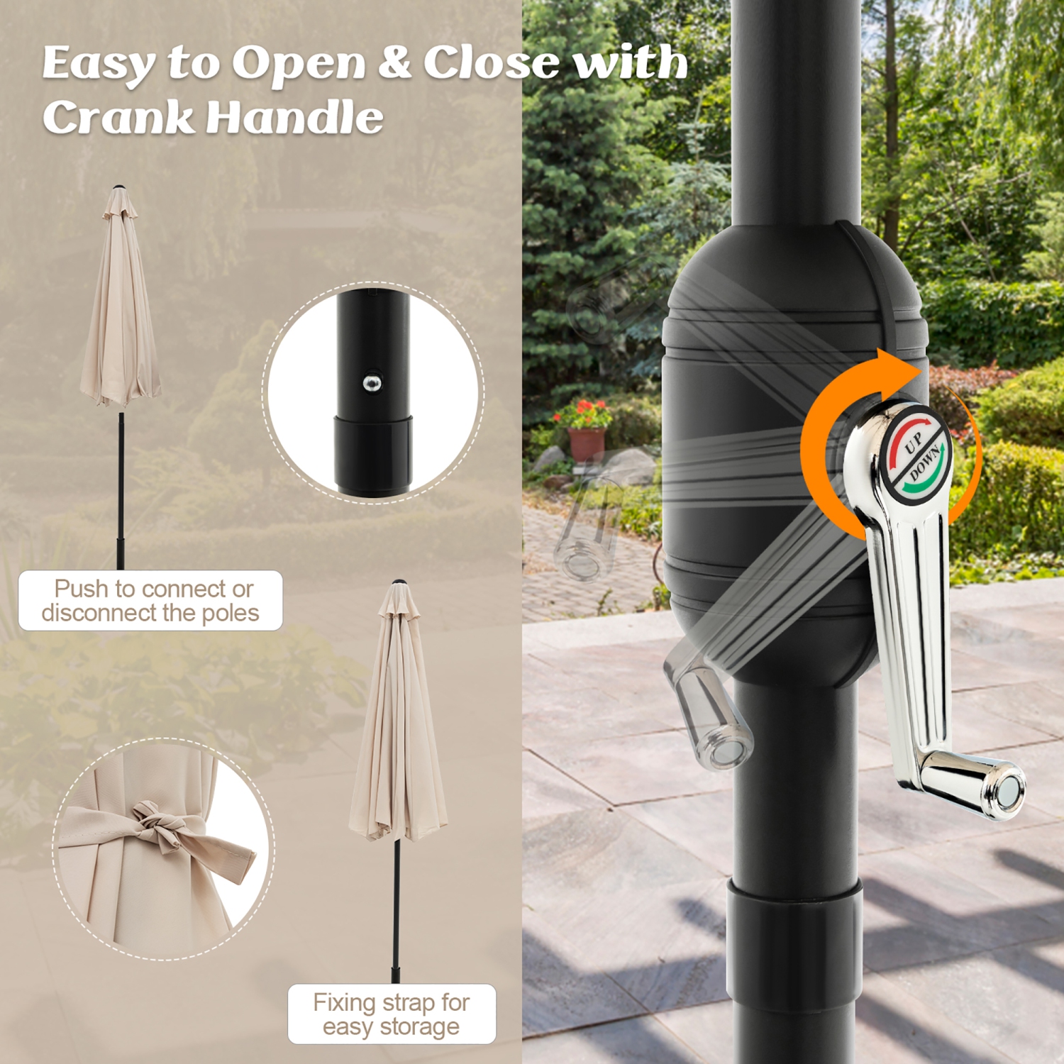 Gymax 10 ft Patio Umbrella Market Table Umbrella Yard Outdoor w/ 6 Ribs