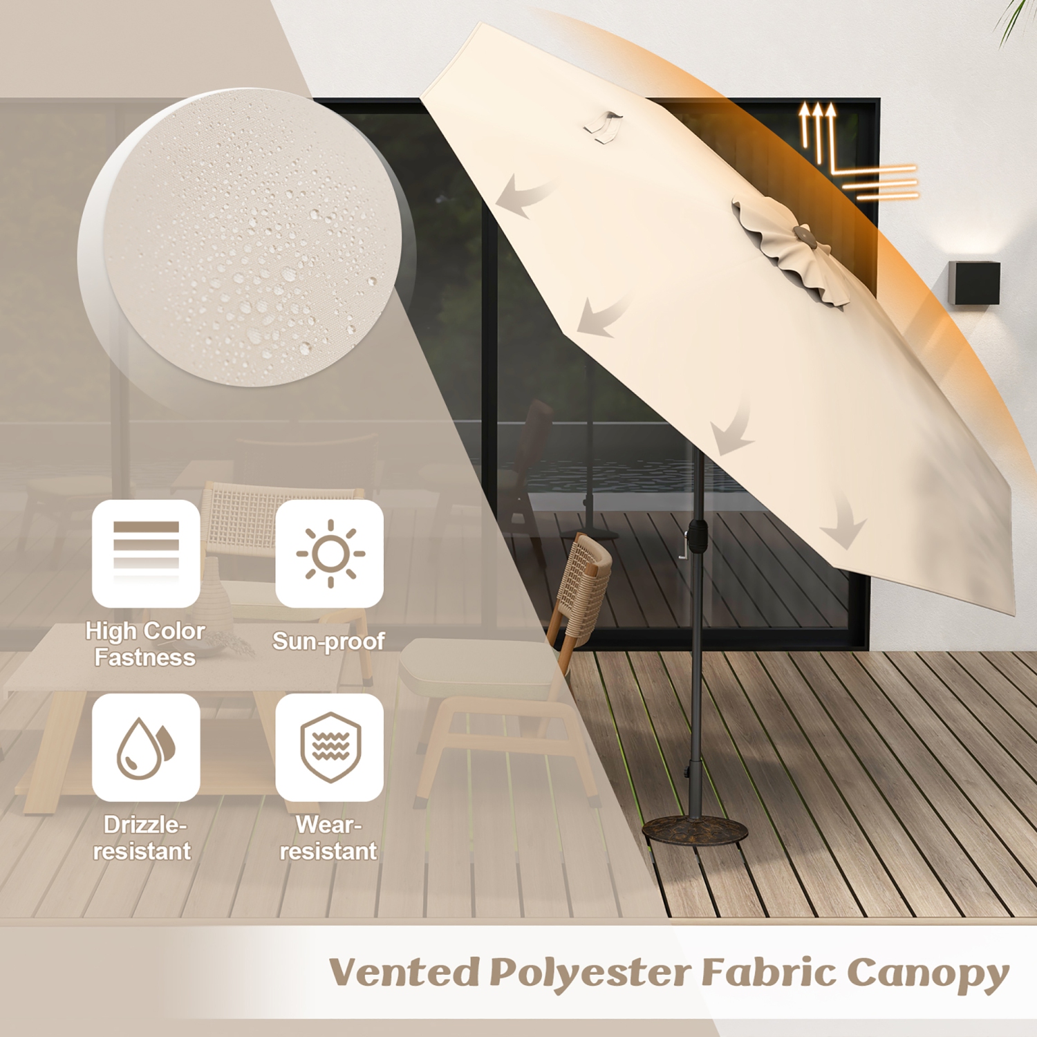 Gymax 10 ft Patio Umbrella Market Table Umbrella Yard Outdoor w/ 6 Ribs