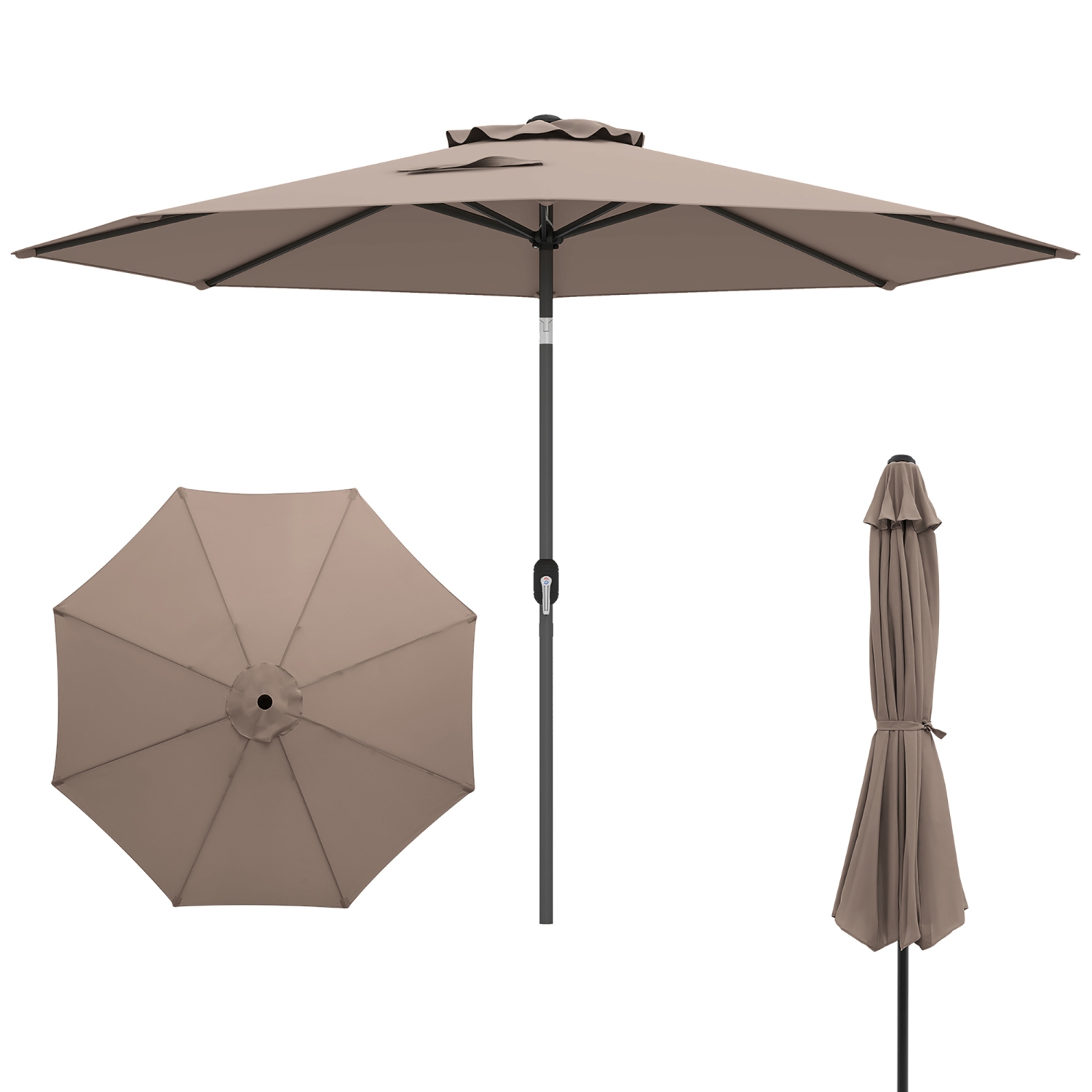 Gymax 10 ft Patio Umbrella Market Table Umbrella Yard Outdoor w/ 6 Ribs