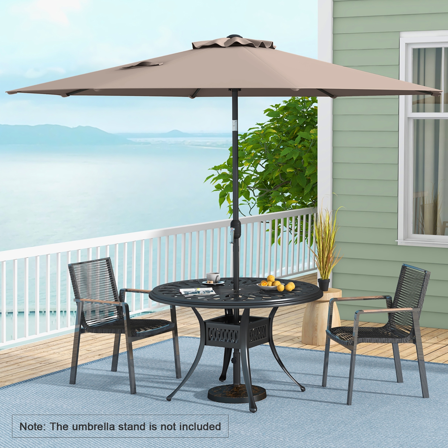 Gymax 10 ft Patio Umbrella Market Table Umbrella Yard Outdoor w/ 6 Ribs