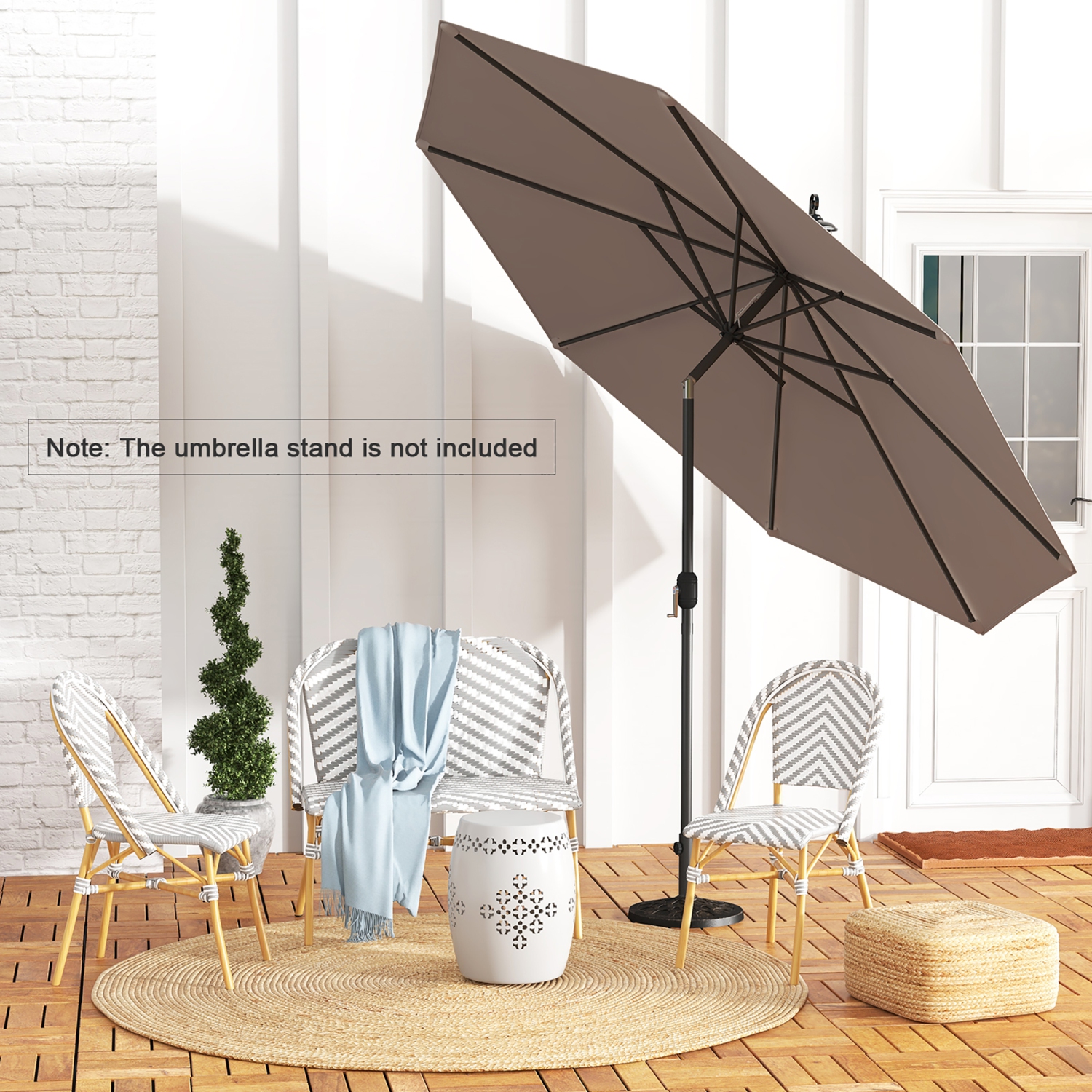 Gymax 10 ft Patio Umbrella Market Table Umbrella Yard Outdoor w/ 6 Ribs