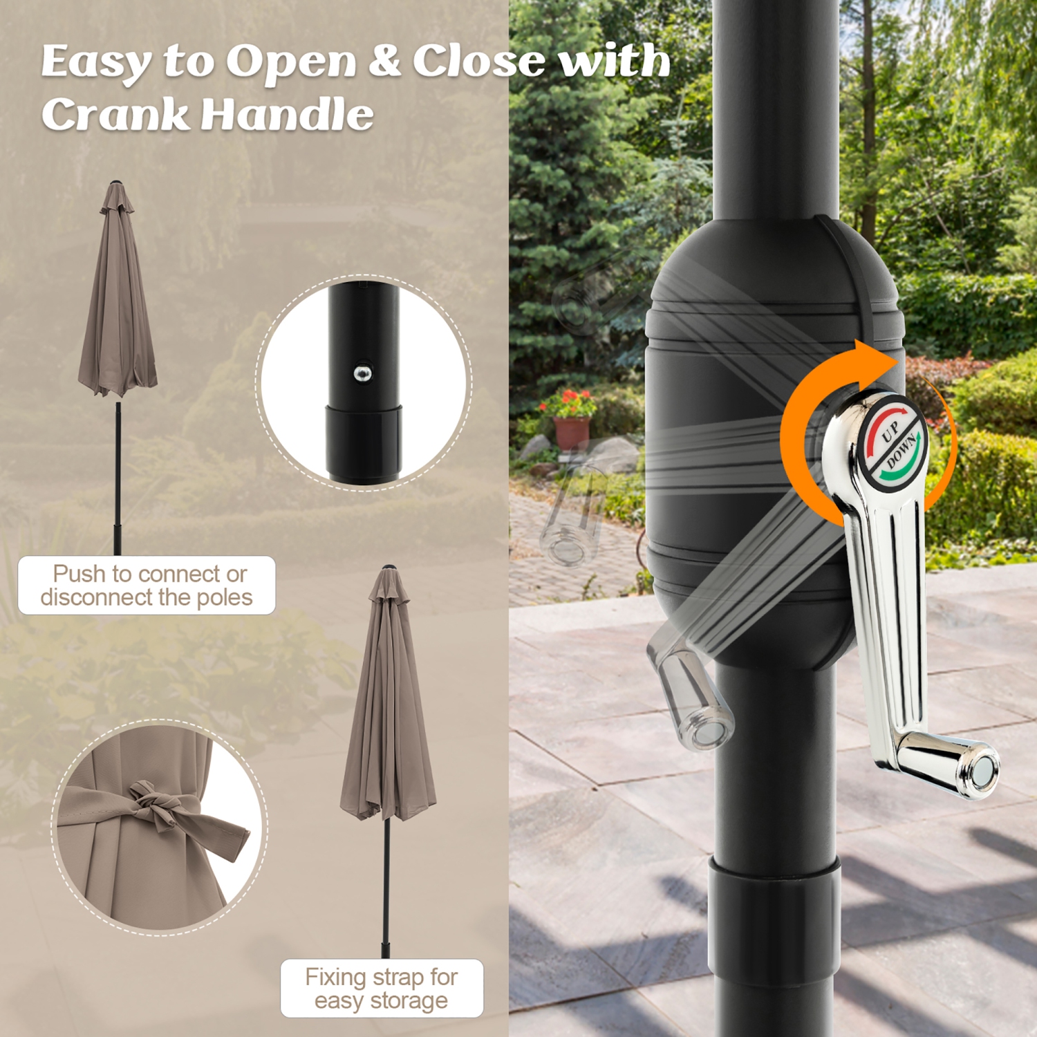 Gymax 10 ft Patio Umbrella Market Table Umbrella Yard Outdoor w/ 6 Ribs